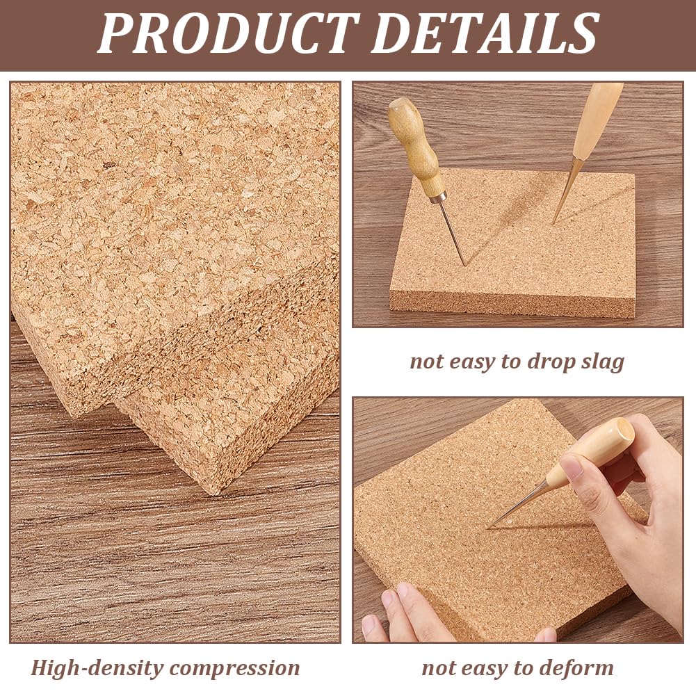 OLYCRAFT 2PCS Square Bulletin Boards 6 x 6 inch Non Self-Adhesive Wood Cork Board 0.6 inch Thick Square Cork Board Cork Tiles for Wall Decoration, OLYCRAFT