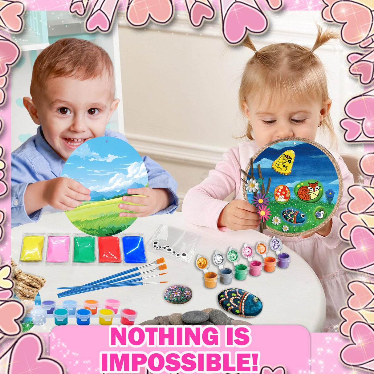 16 Rock Dark Painting Kit - Glow in The Dark - 141 Pcs Arts and Crafts for Kids Ages 4-8+, Art Supplies Set with 16 Paints Craft Kits, Kids DIY Toy SOOVSY