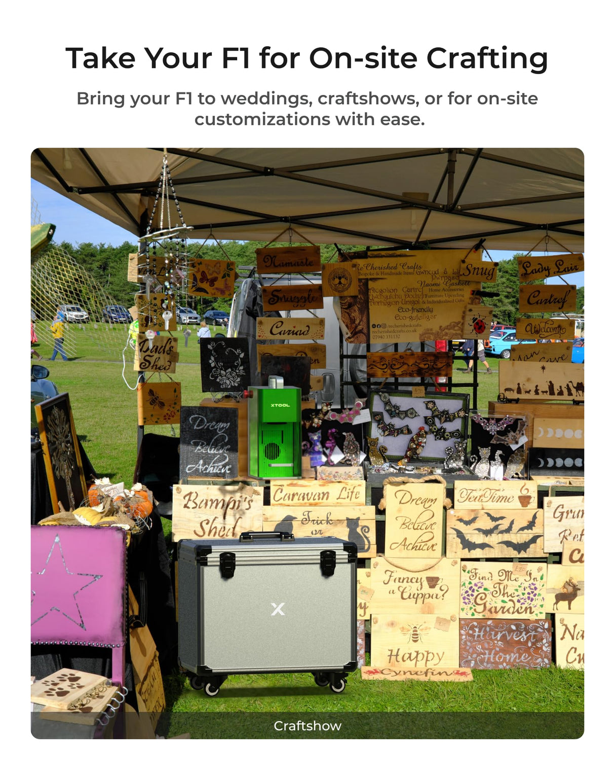 xTool F1 Rolling Hard Case for F1 Craftshow, Shockproof Shell and Embedded Foam Protect F1 Laser Machine, Retractable Handle and Omni-directional xTool