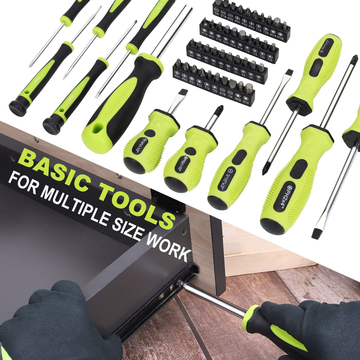 FASTPRO 220-Piece Home Tool Set, Household Repairing Tool Kit, with 12-Inch Wide Mouth Open Storage Tool Bag, Green FASTPRO