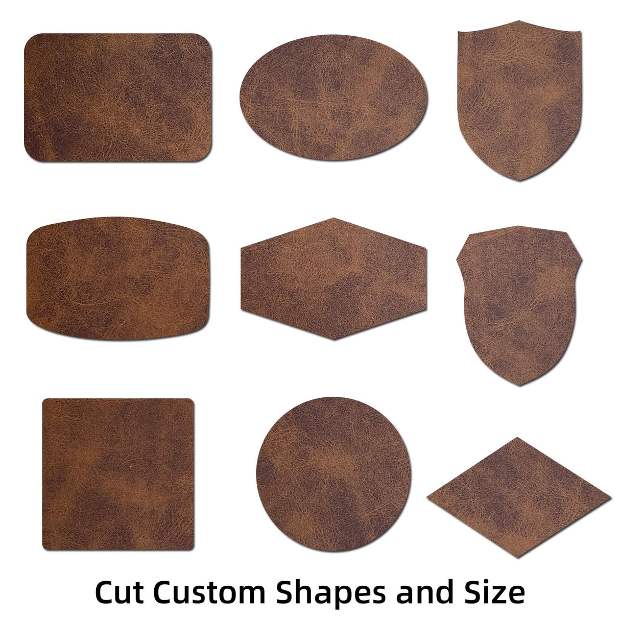 5 Large Pieces Laser Engraving Leatherette Patches,Heat Press Faux Leather Sheets,Blank Chestnut Brown Leather Patches with Adhesive Iron-on for Cut TWIG