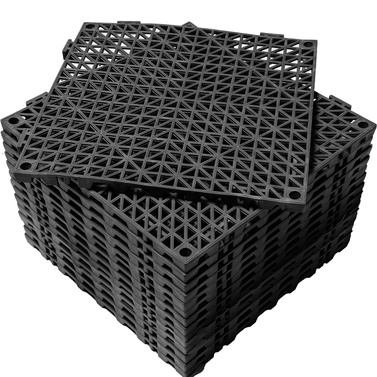 8Pack Drainage Interlocking Floor Tiles, Non-Slip Pool Deck Drain Tiles for Flooring, Soft PVC Splicing Modular Cushion Mats, Rubber Floor Tiles with EVANCENT