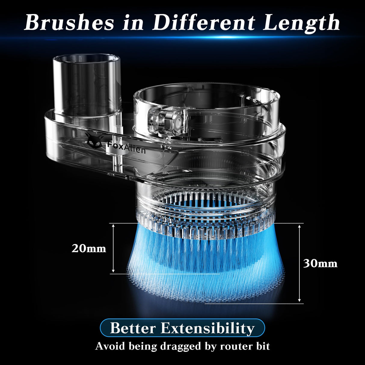 FoxAlien 69mm Diameter Dust Shoe for CNC Router Machine, Compatible with 52mm Spindle Motor and 65mm Router, Hose Diameter 38mm FoxAlien