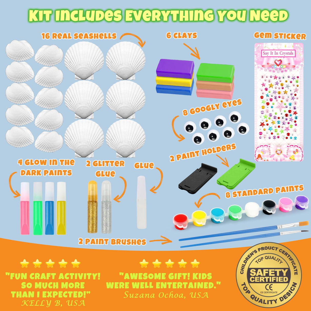 Nicmore Kids Sea Shell Art & Crafts: Glow in The Darkness Painting Kits Crafts for Age 4-6 4-8 8-12 Gift for Boys Girls Art Supplies Activities Nicmore