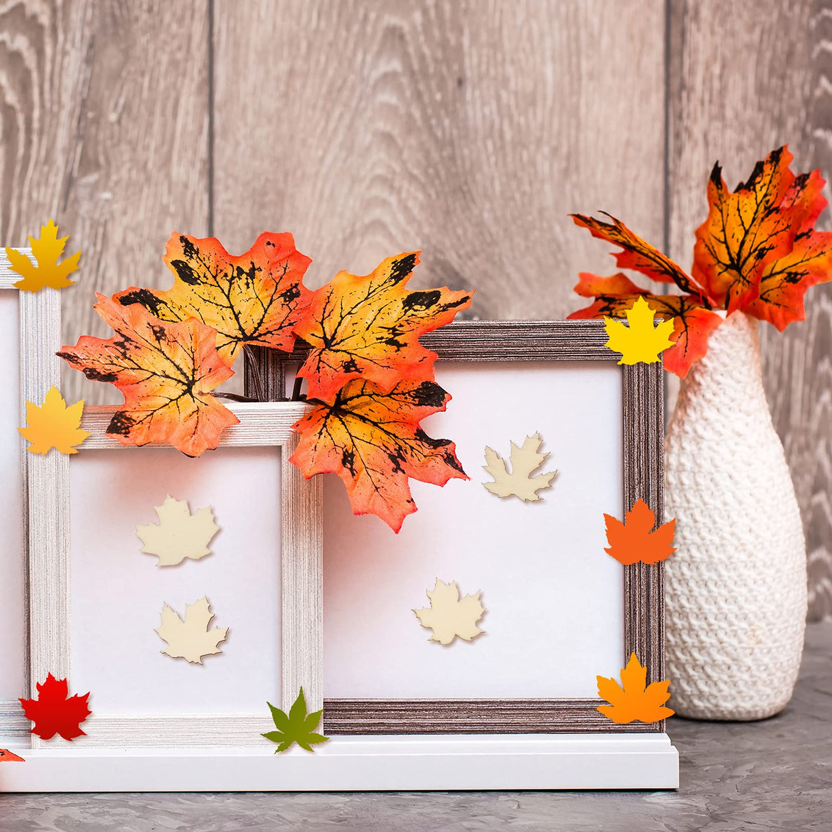 80 Pieces Wooden Maple Leaf Cutout Unfinished Blank Wooden Maple Leaf Slice Maple Leaf Shaped Wood Pieces 1.2 Inch Mini Wooden Maple Leaf Ornament Jetec