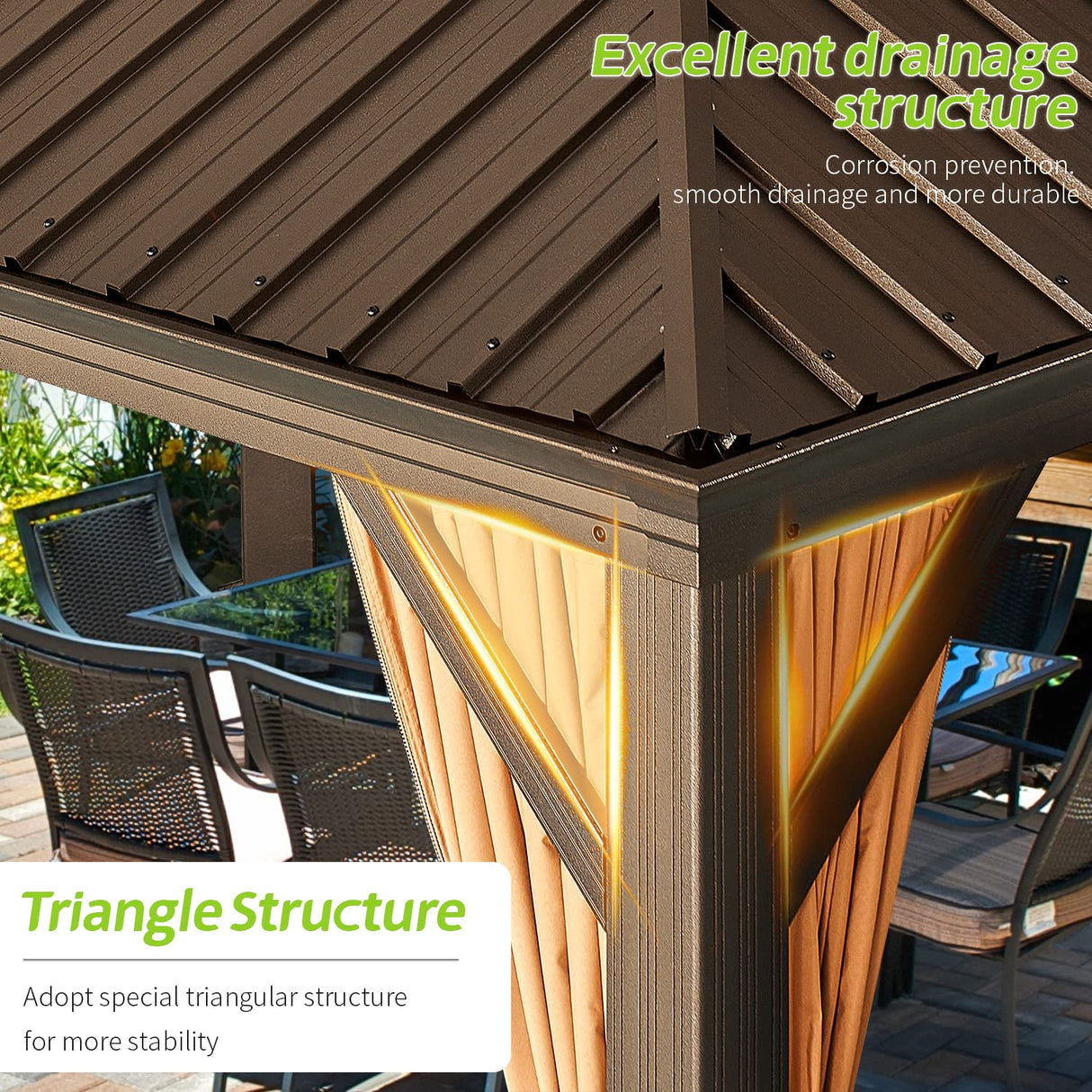 Aoxun 12' x 20' Permanent Hardtop Gazebo with Galvanized Steel Double Roof and Aluminum Frames Outdoor Large Pavilion Gazebo for Patio Deck Garden, Aoxun