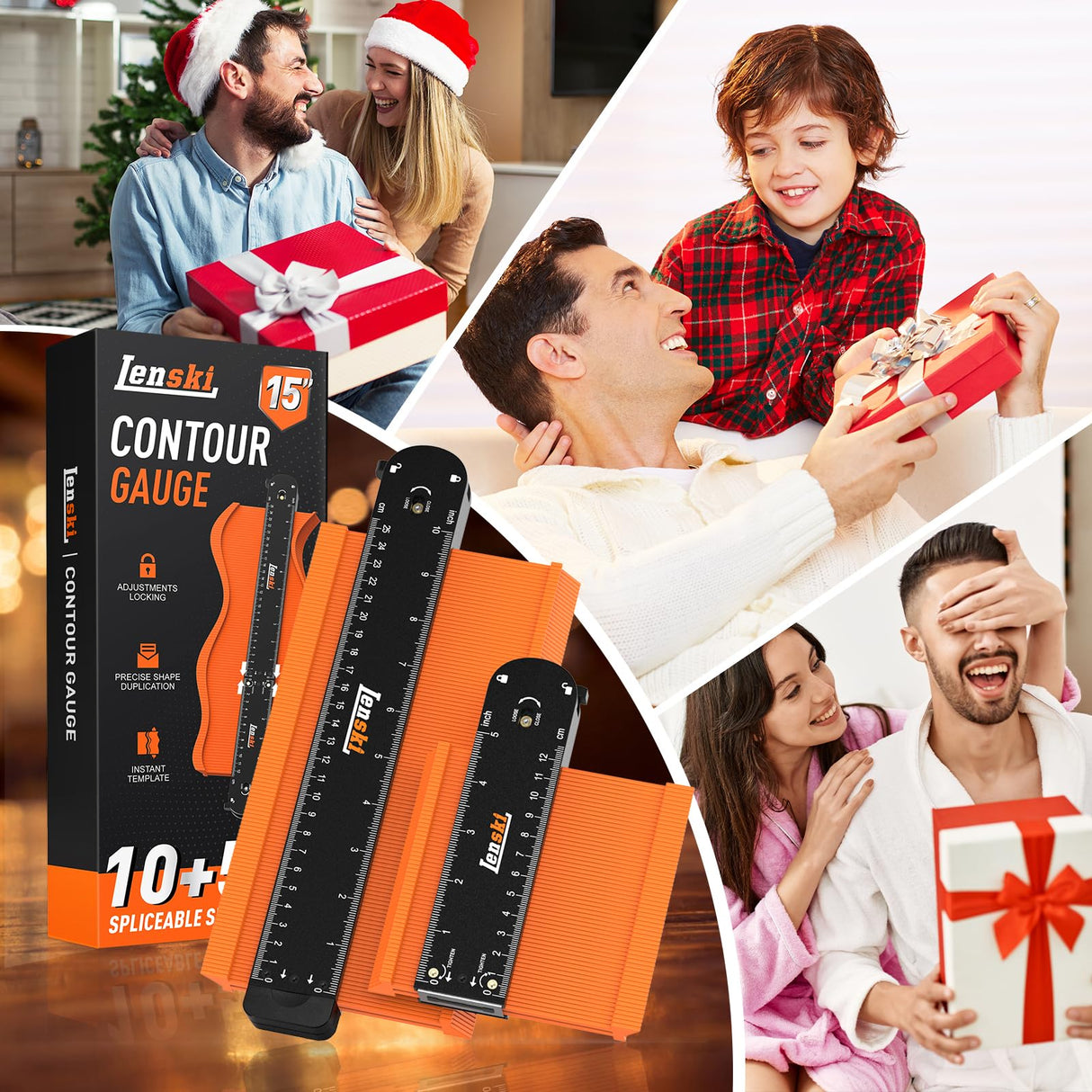 Lenski Stocking Stuffers Gifts for Men, Connectable Contour Gauge Mens Gifts for Christmas, Gifts for Dad Him Husband, Dad Gifts for Men Who Have Lenski