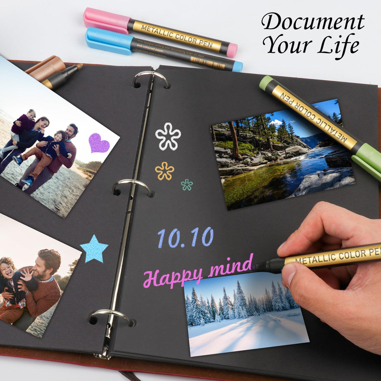 JR.WHITE Metallic Paint Markers, 10 Colors, Acid-Free, Smooth Writing, Ideal for Arts & Crafts, Scrapbooking, DIY Projects, Glass, Wood, Card Making JR.WHITE