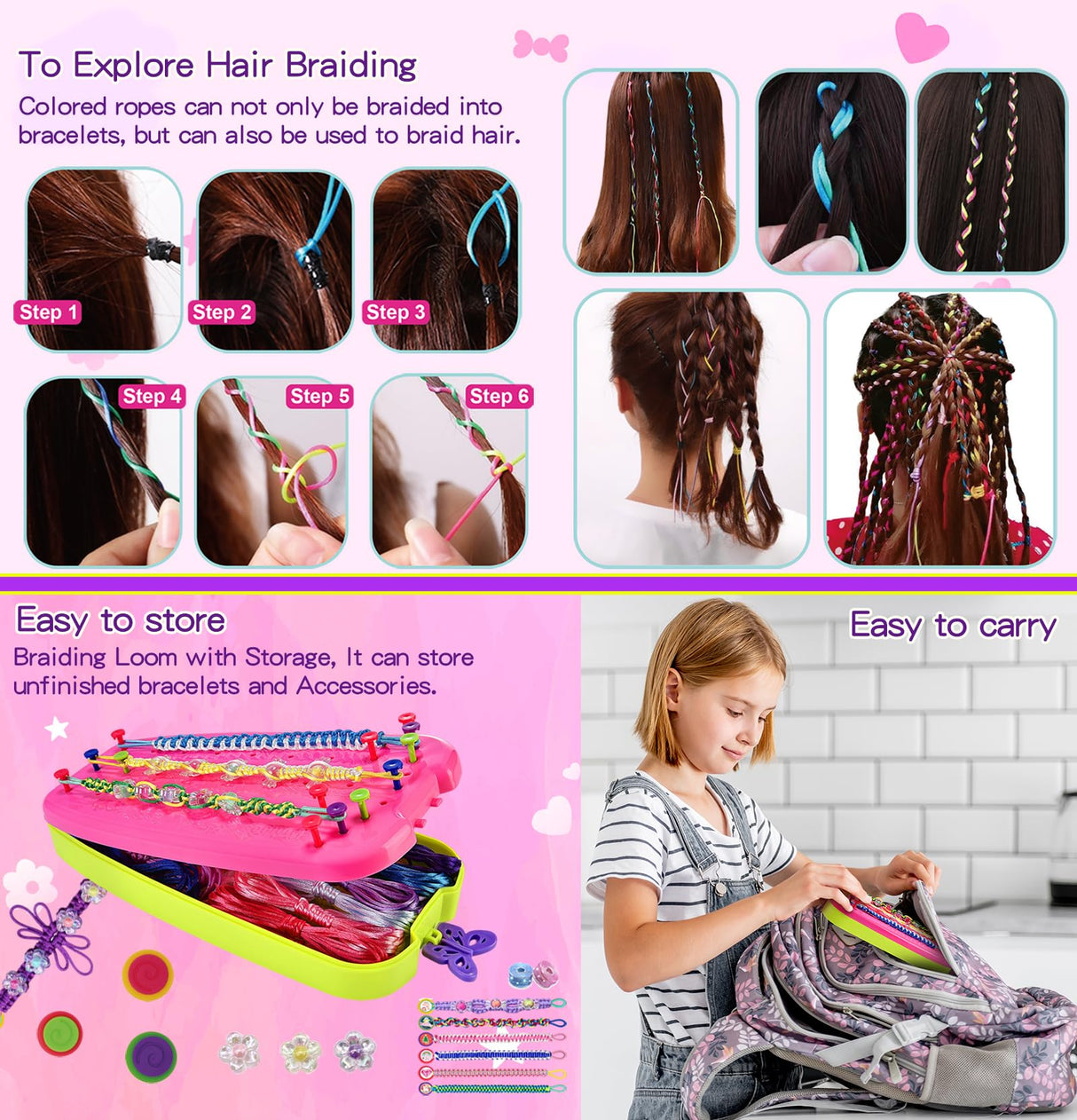 Friendship Girls Bracelet Making Kit - DIY Bracelet Kits Kids Toys Girls Gifts Ideas Ages 6 7 8 9 10 11 12 Year Old Birthday Present for Teen Girl COO&KOO