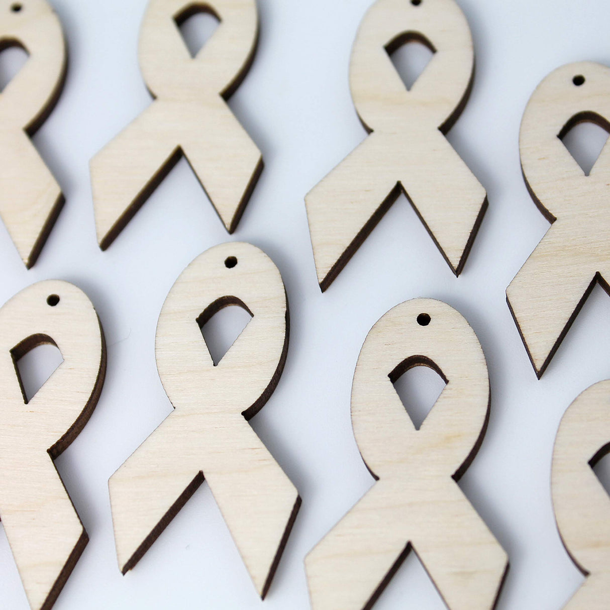 ALL SIZES BULK (12pc to 100pc) Unfinished Wood Laser Cutout Awareness Ribbon Ribbons Cut Out Dangle Earring Jewelry Blanks Shape Crafts Made in Texas Texan Wood Crafts