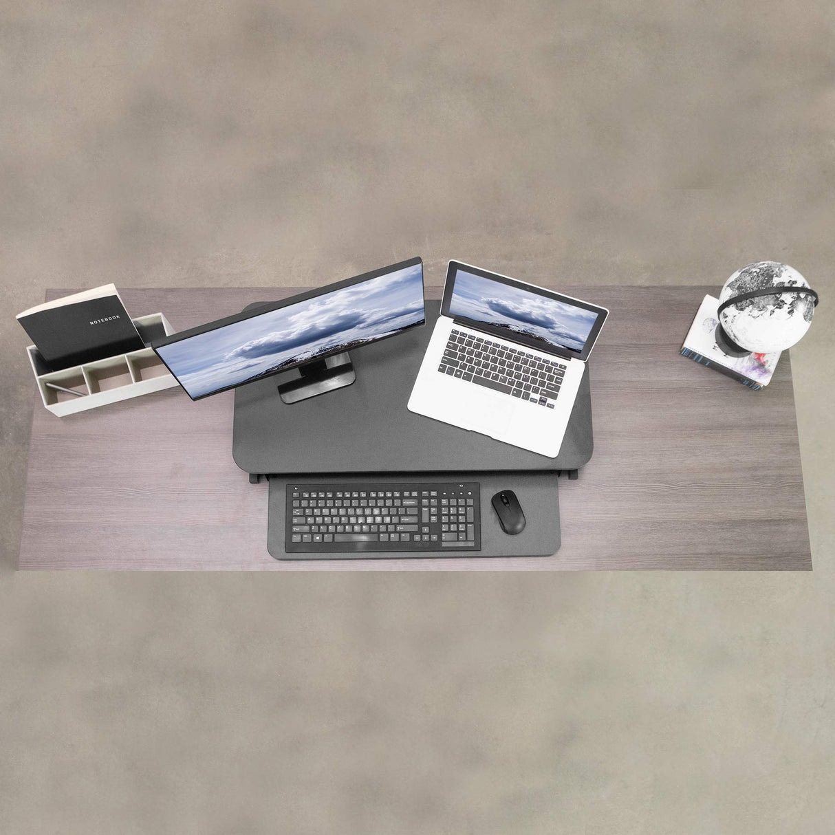 VIVO Height Adjustable 32 inch Stand Up Desk Converter, Quick Sit to Stand Tabletop Dual Monitor Riser Workstation, Black, DESK-V000S VIVO