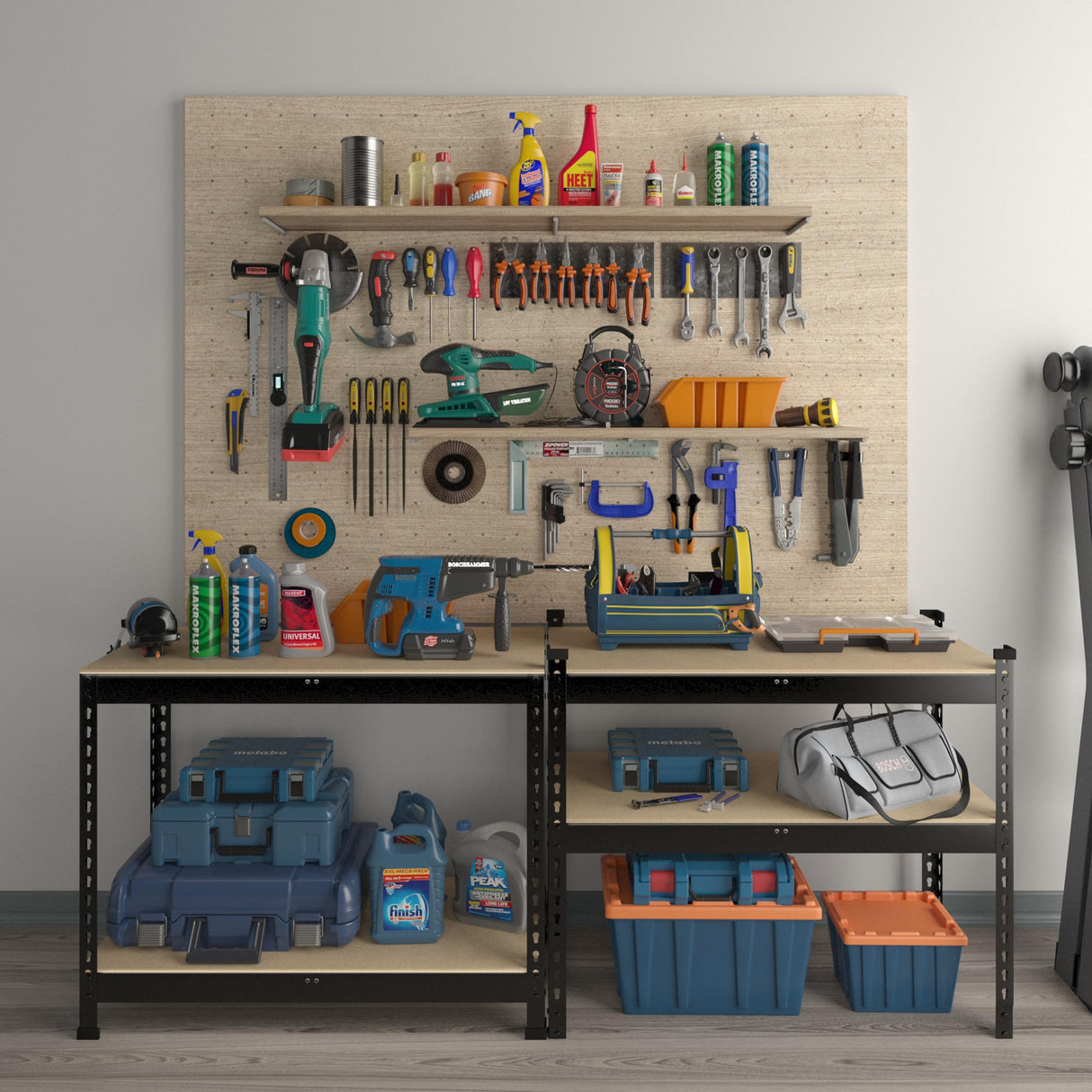 PrimeZone 4 Tier 36" W x 16" D x 55" H Storage Shelves - Adjustable Garage Storage Shelving, Heavy Duty Metal Storage Utility Rack Shelf Unit for PrimeZone