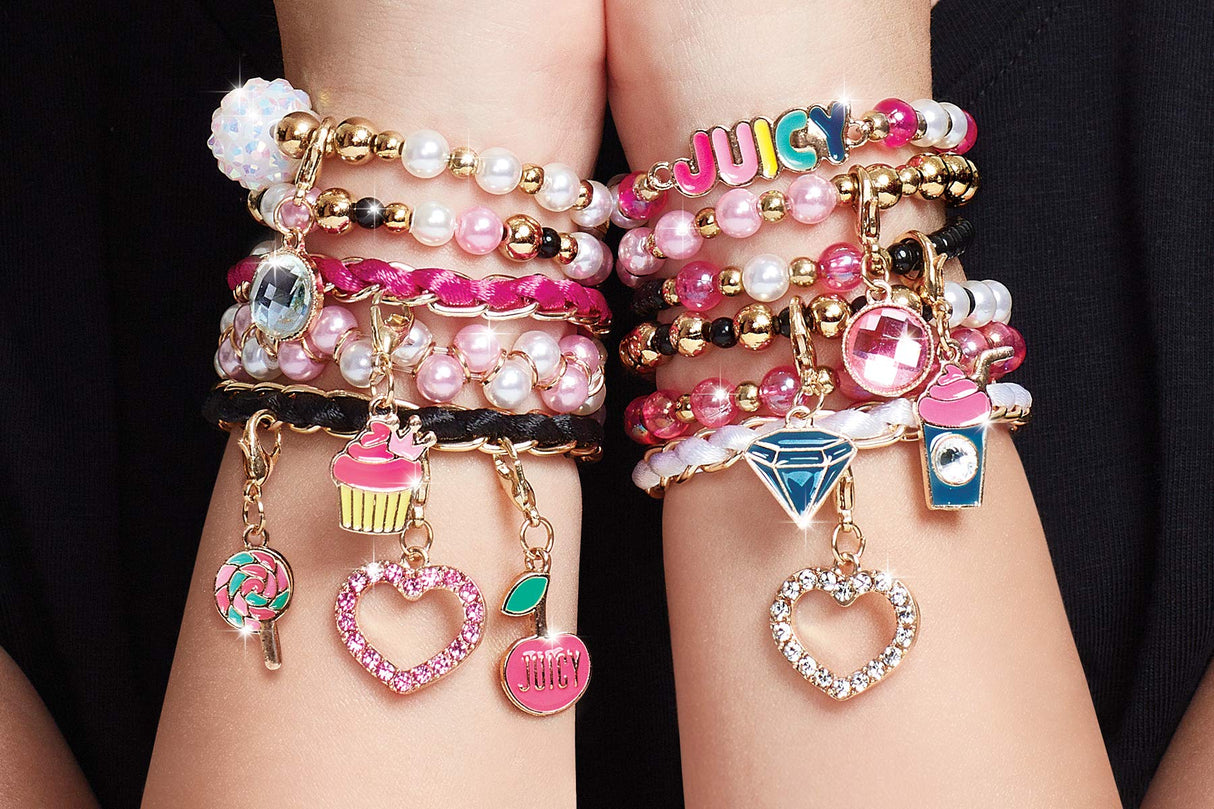 Make it Real - Juicy Couture Pink and Precious Bracelets - DIY Charm Bracelet Kit with Beads for Tween Jewelry Making - Jewelry Making Kit for Girls Make It Real