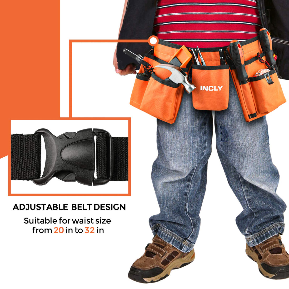 INCLY 95 PCS Kids Real Tool Set, Boys Small Real Hand Tools Kit, Children Construction Learning Tools Hammer Screwdriver for Home DIY Building and INCLY