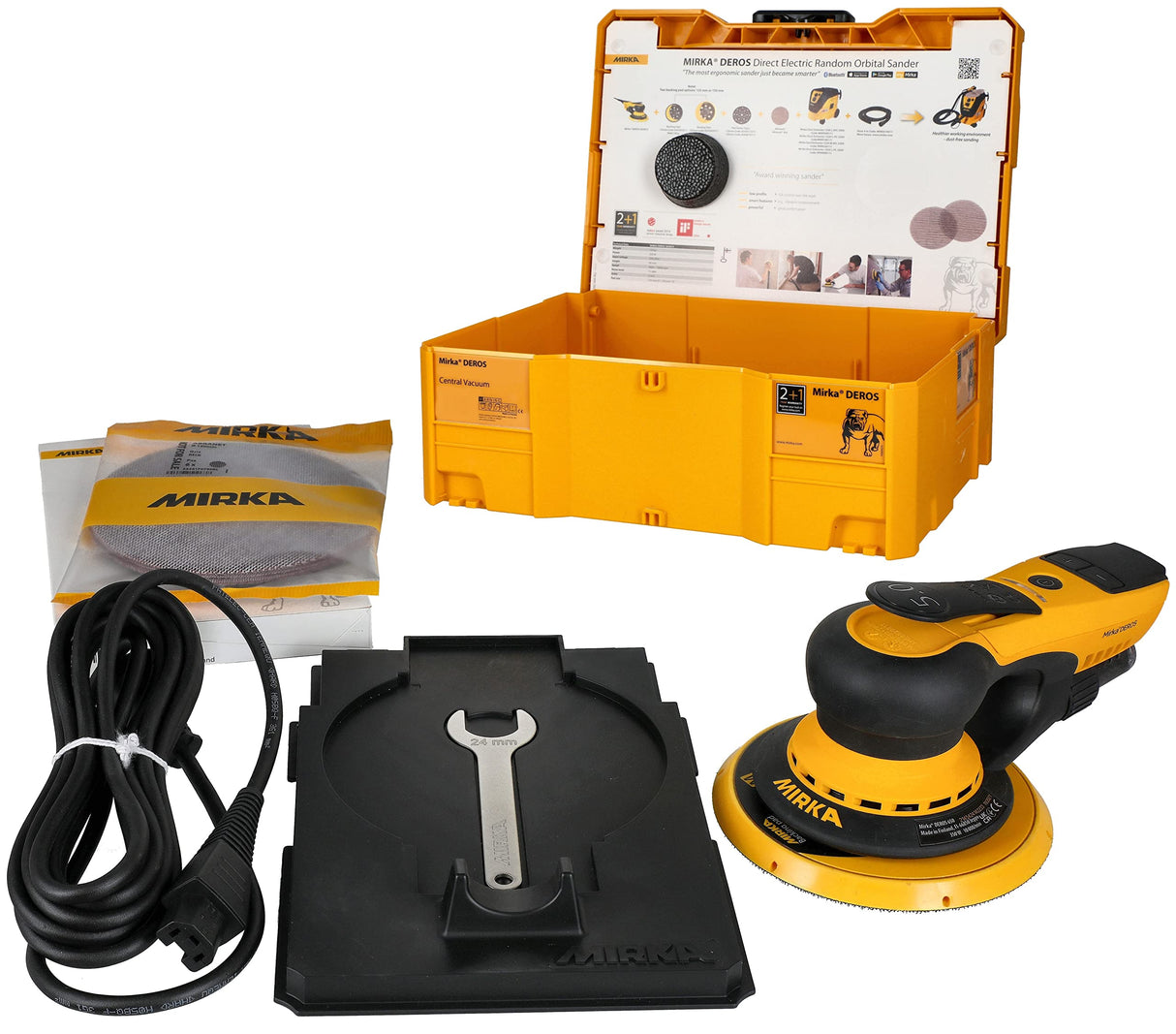 Mirka MID65020CAUS Direct Electric Random Orbital Sander, 6-Inch, Yellow, Black Mirka