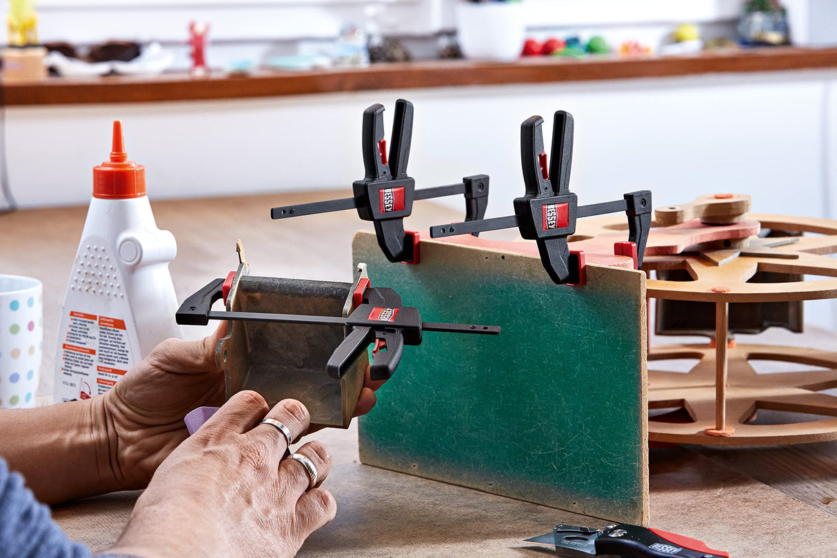 BESSEY EHK series Micro 4 1/2" Trigger Style Clamp, Fast Acting One Hand Woodworking Clamps for Wood working, Carpentry, Home Improvement, DIY, Bessey