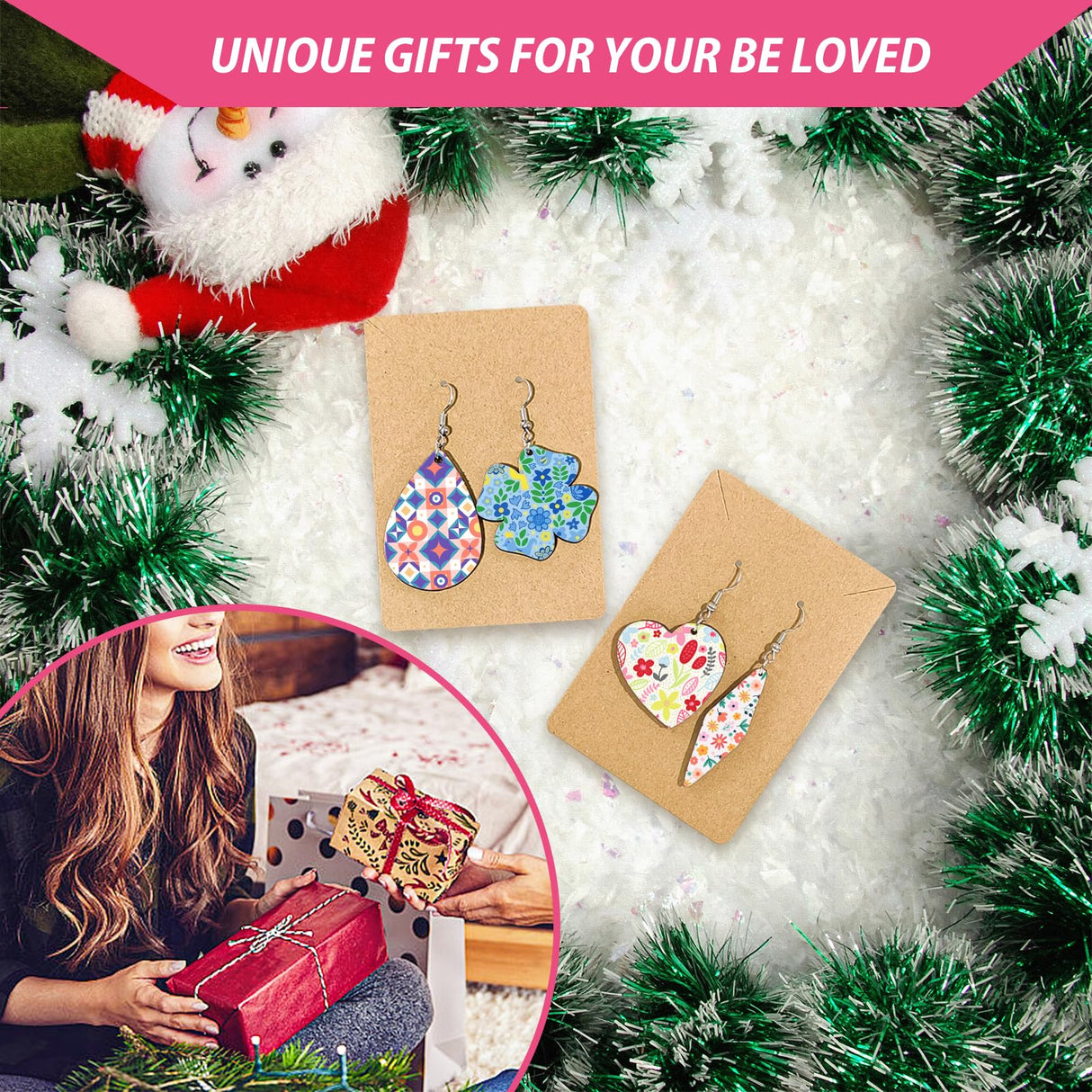 Deekypol 54 Pcs Sublimation Earring Blanks with Earring Hooks & Jump Rings, Sublimation Blanks Products Bulk for Girls Women Christmas DIY Deekypol