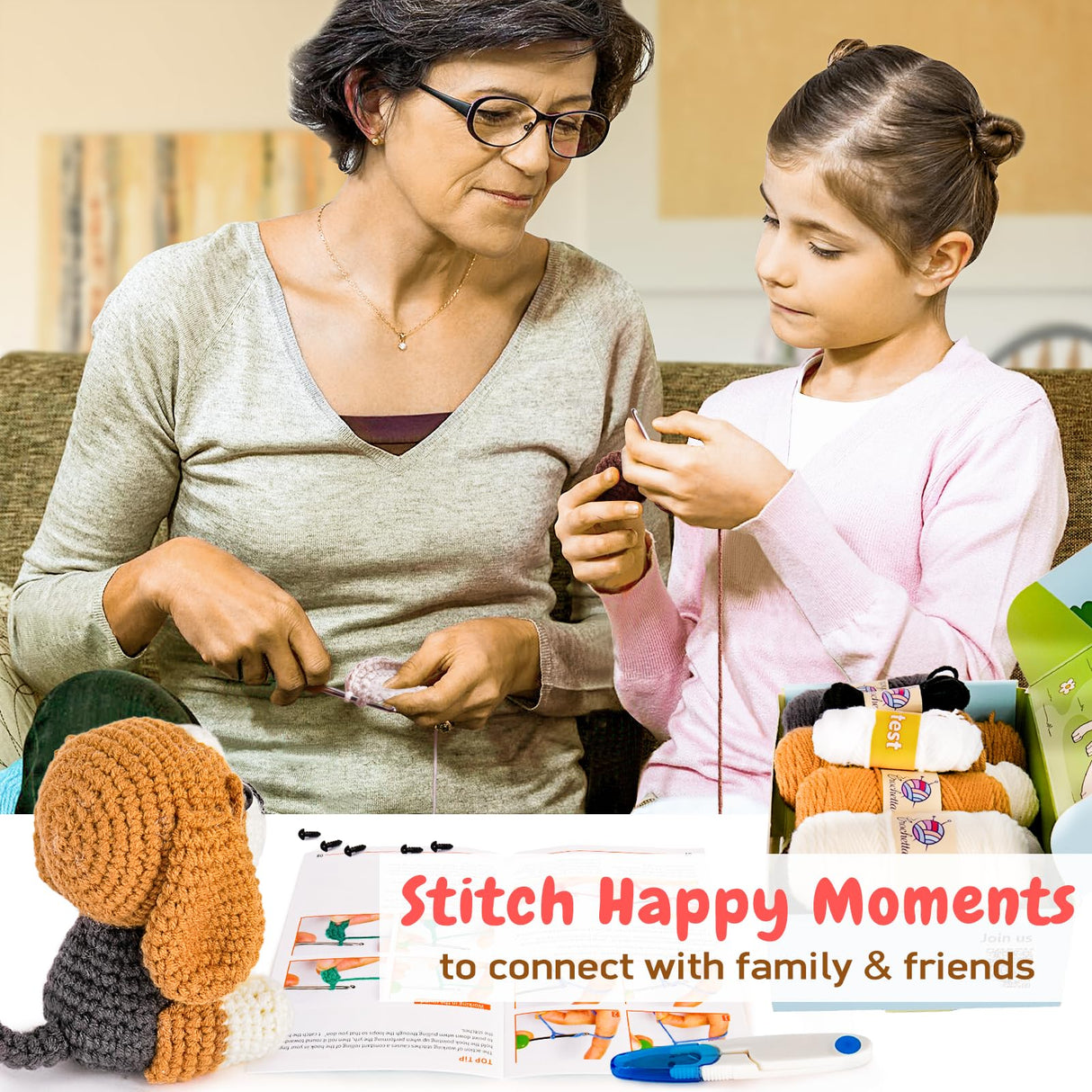 CROCHETTA Crochet Kit for Beginners, Beginner Crochet Kit for Adults with Step-by-Step Video Tutorials, DIY Crochet Animal Kits Kids Knitting CROCHETTA