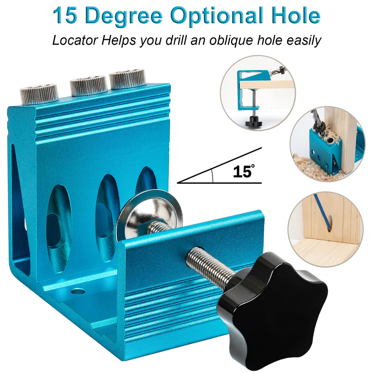Pocket Hole Jig Kit with 3 Drill Hole for Carpentry Positioner Dowel Drill Joinery Screw Kit All-In-One Drill Hole System Set Wood Woodwork Guides KingBaas