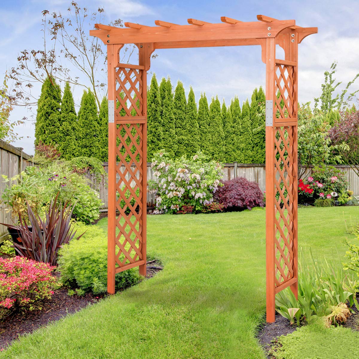 Giantex 88inch Wood Garden Arbor, Wedding Arch for Outdoor Patio Wedding Bridal Party Prom Decoration, Garden Trellis Pergola Arbor for Climbing Giantex
