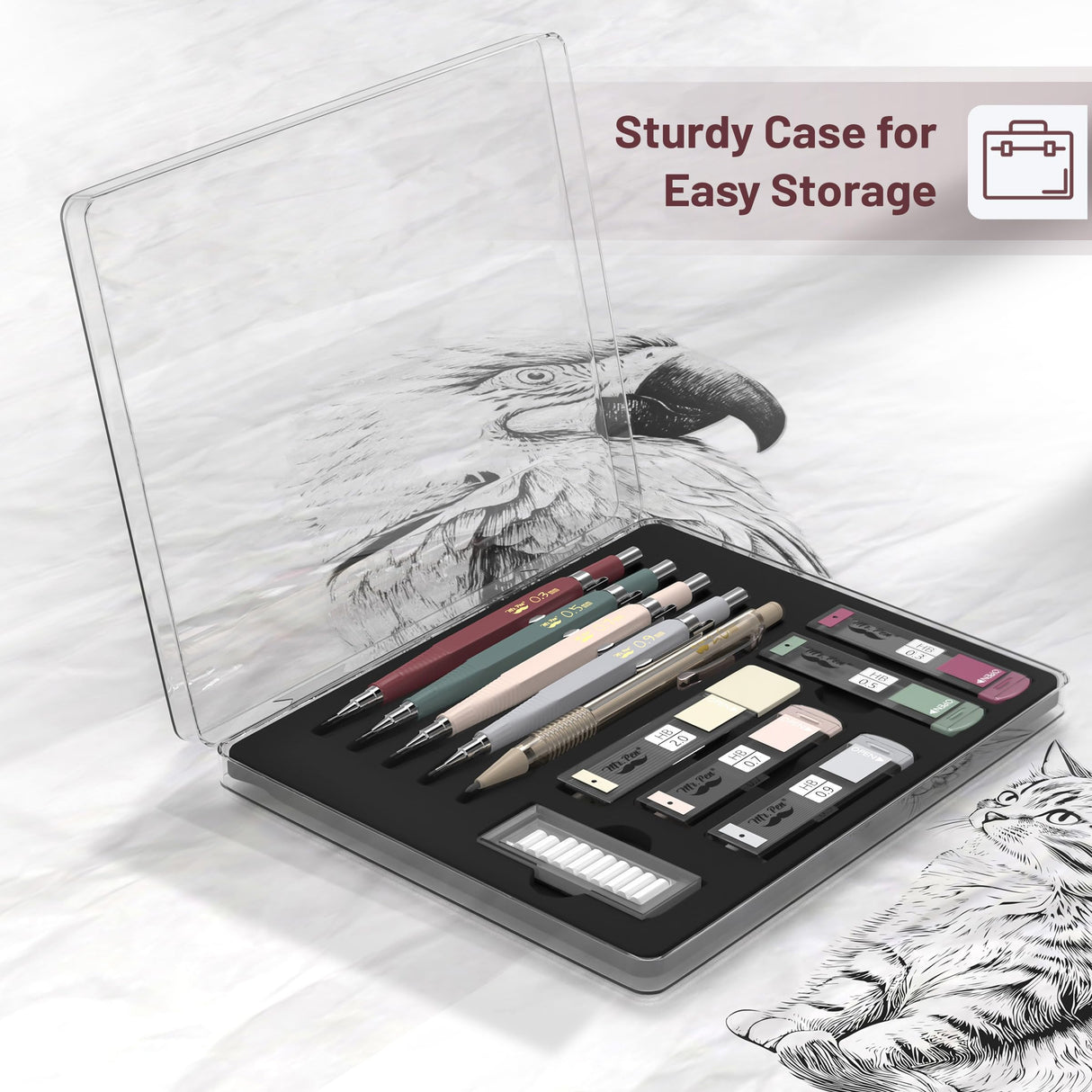 Mr. Pen- Mechanical Pencil Set with Leads and Eraser Refills, 5 Sizes - 0.3, 0.5, 0.7, 0.9 and 2 Millimeters, for Drafting, Drawing and Sketching Mr. Pen