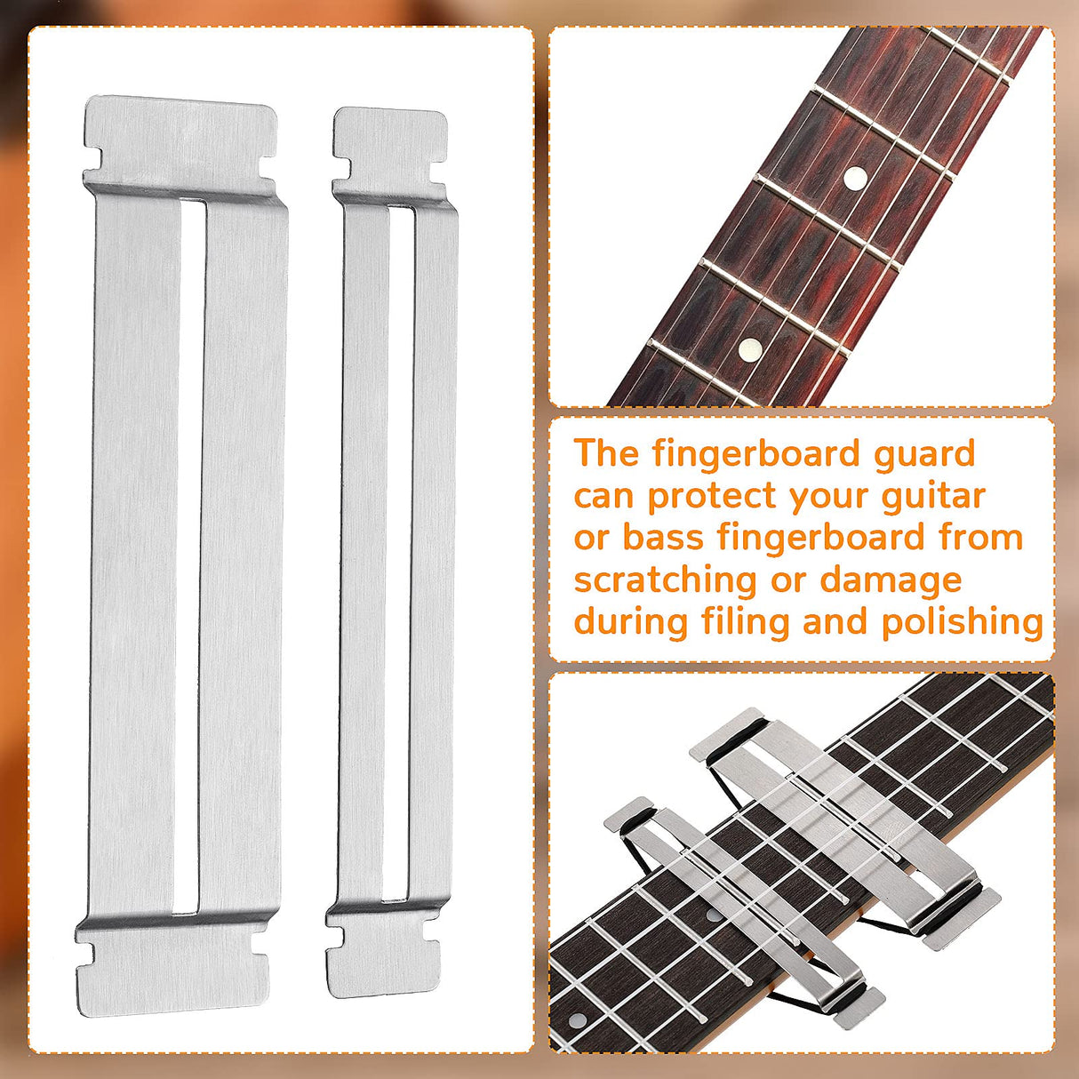 3 Set Guitar Fingerboard Guards Stainless Steel Bass Guitar Fingerboard Guards Luthier Tool Fretboard Protector for Dressing and Polishing Frets Boao