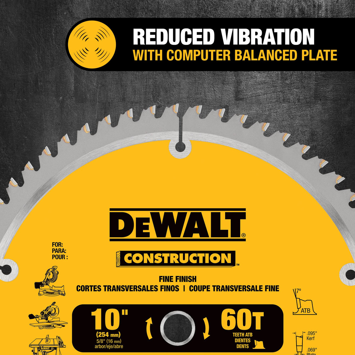 DEWALT 10-Inch Miter / Table Saw Blades, 60-Tooth Crosscutting & 32-Tooth General Purpose, Combo Pack (DW3106P5) DEWALT