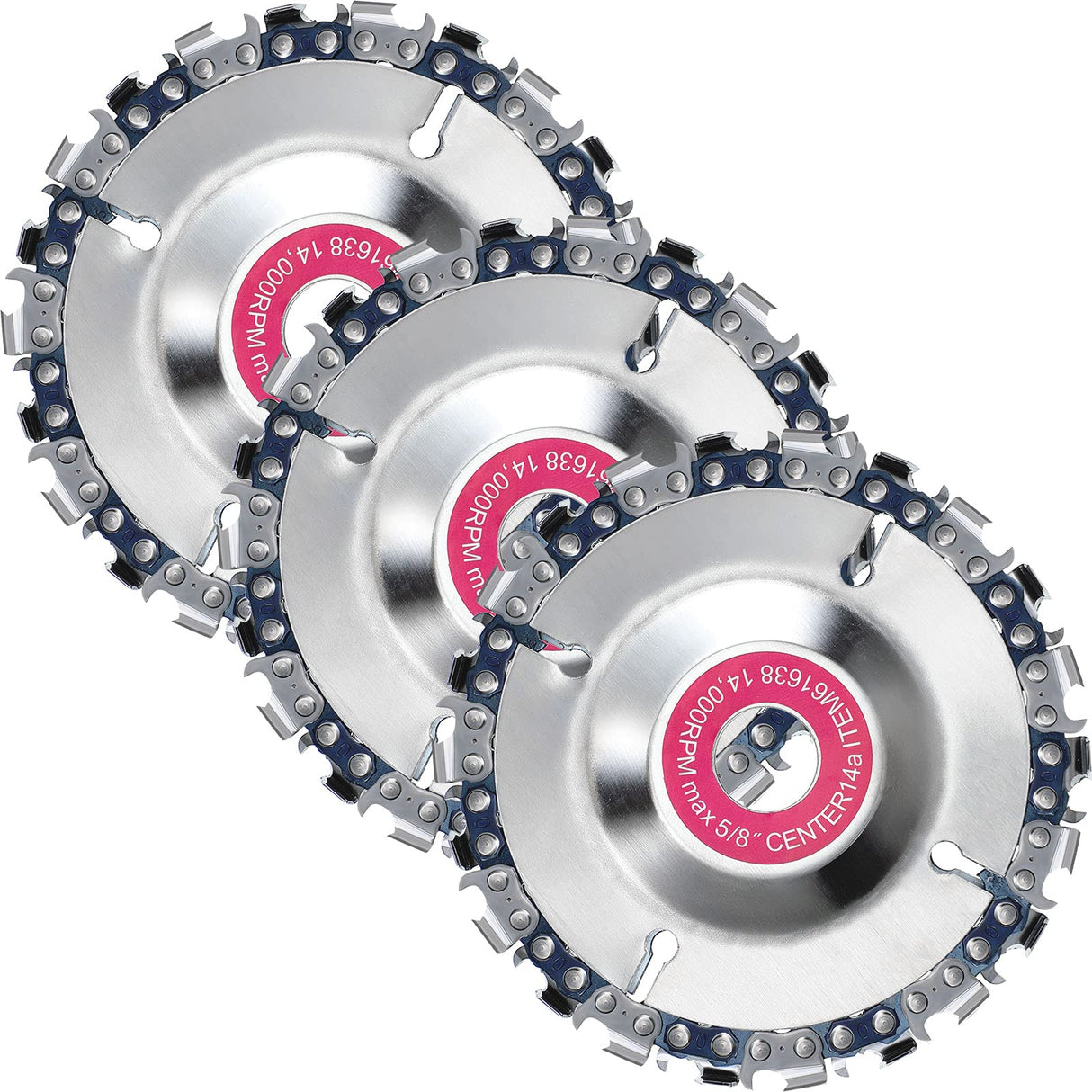 3 Pieces 5/8 Inch Wood Carving Chain Disc 4 Inch 22 Teeth Saw Blade Grinder Wood Carving Disc for 4 Inch/ 4-1/2 Inch Angle Grinder Grinding Shaping Honoson