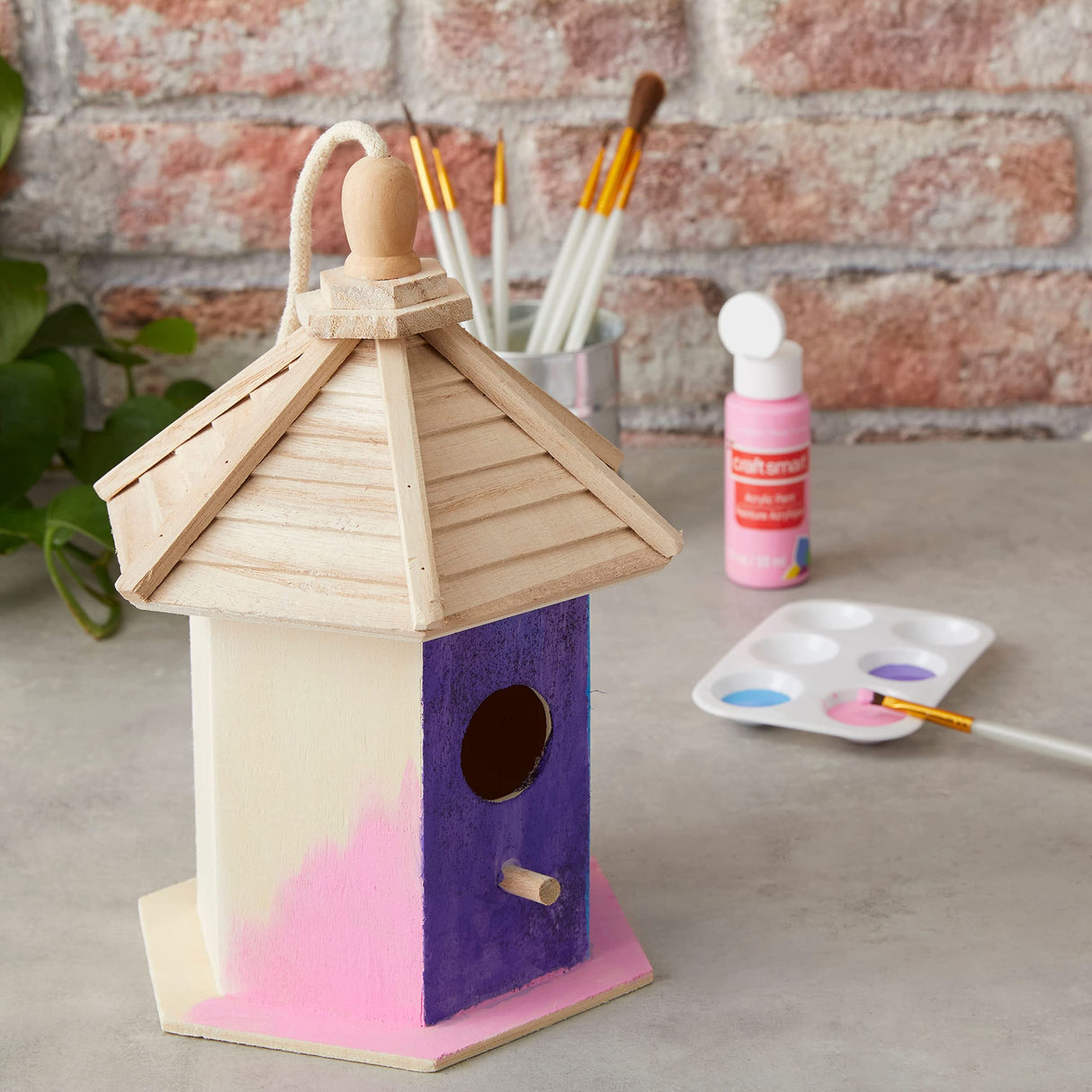 6.5" Wooden Gazebo Birdhouse by Make Market - Unfinished Hanging Birdhouse Made of 100% Wood, Outdoor Nesting Boxes - Bulk 8 Pack Make Market