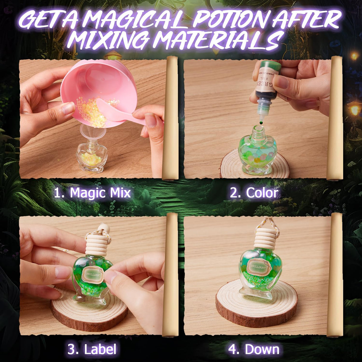 MIROLA KIDS Fairy Magic Potion Kit for Kids, Display Box Glow in The Dark, DIY Creative Craft Kit with 21 Bottles, Stocking Stuffer for Kids, DIY MIROLA KIDS