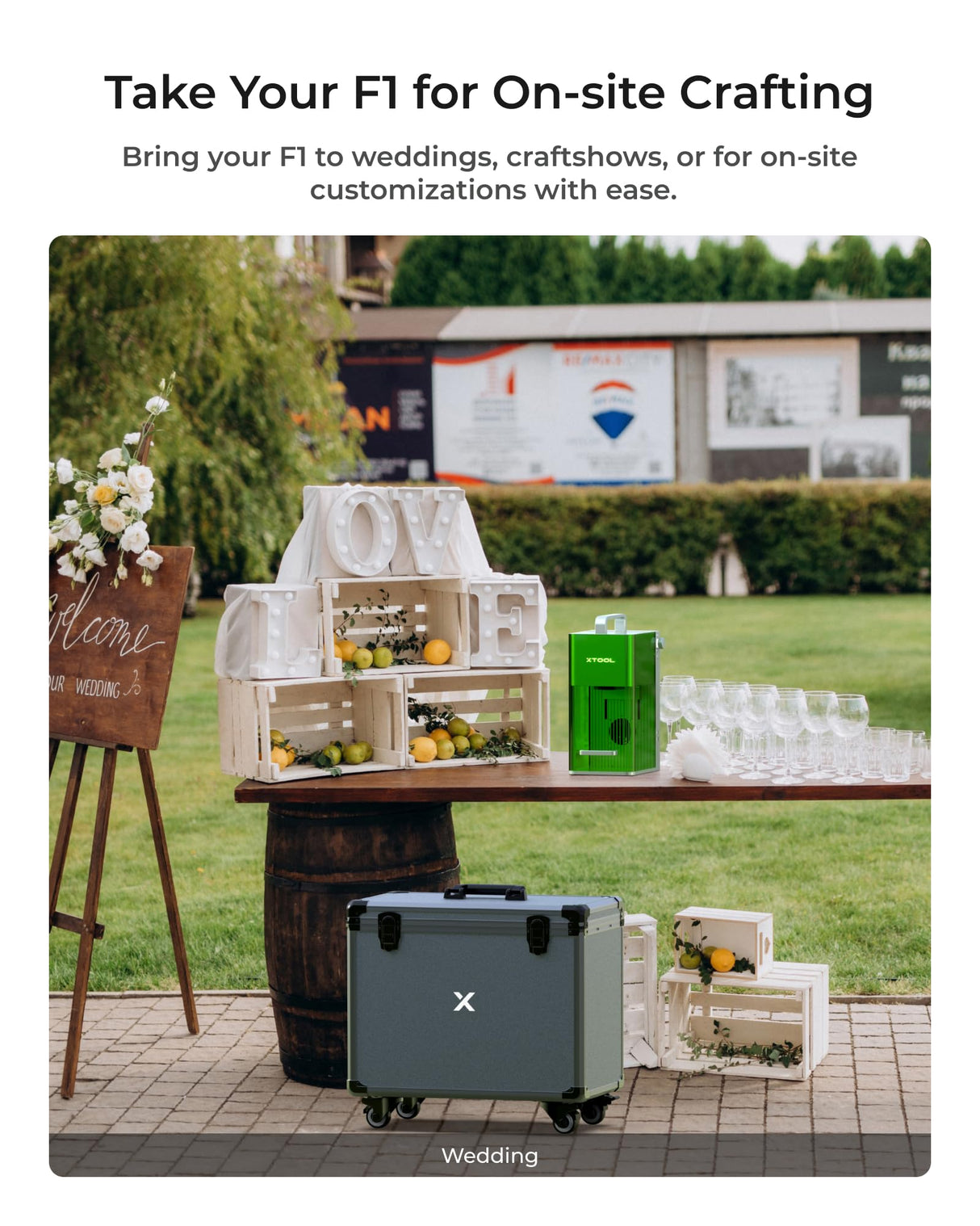 xTool F1 Rolling Hard Case for F1 Craftshow, Shockproof Shell and Embedded Foam Protect F1 Laser Machine, Retractable Handle and Omni-directional xTool