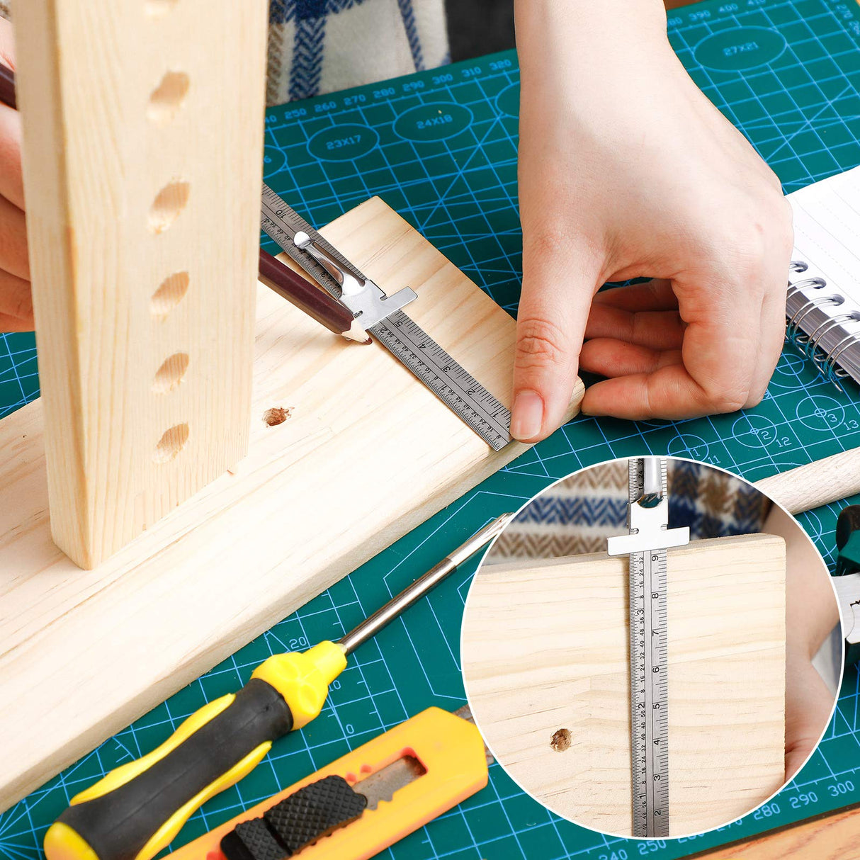 6 Inch 15 cm Pocket Ruler Flexible Precision Stainless Steel Ruler with Detachable Clips Stainless Steel Pocket Clip Scale Gauge Ruler Metric British Frienda