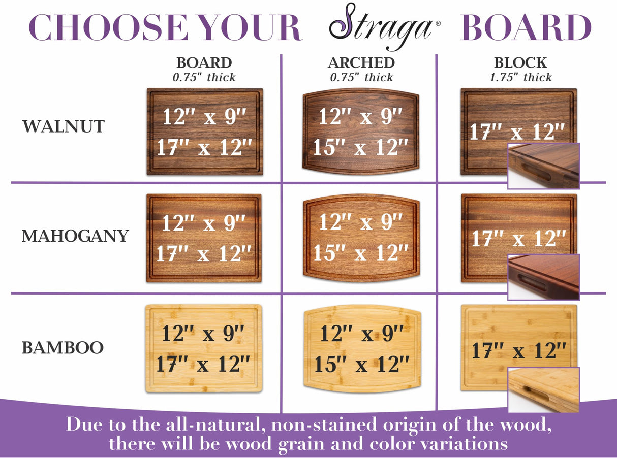 Straga Personalized Cutting Boards | Handmade Wood Engraved Charcuterie | Custom Wedding, Anniversary, Housewarming Gift for Couples Straga