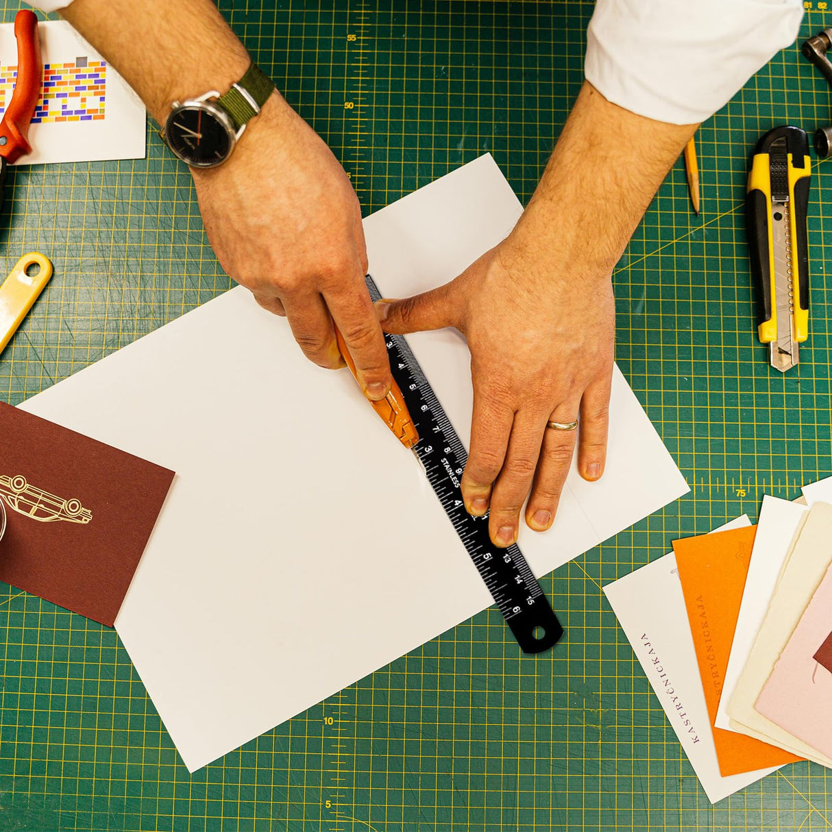 Zotemo Metal Ruler, 6 Inch Stainless Steel Ruler with Metric Measurement, 2 Pack, 15 Centimeters Straight Edge Ruler with Inch to MM Conversion Table Zotemo