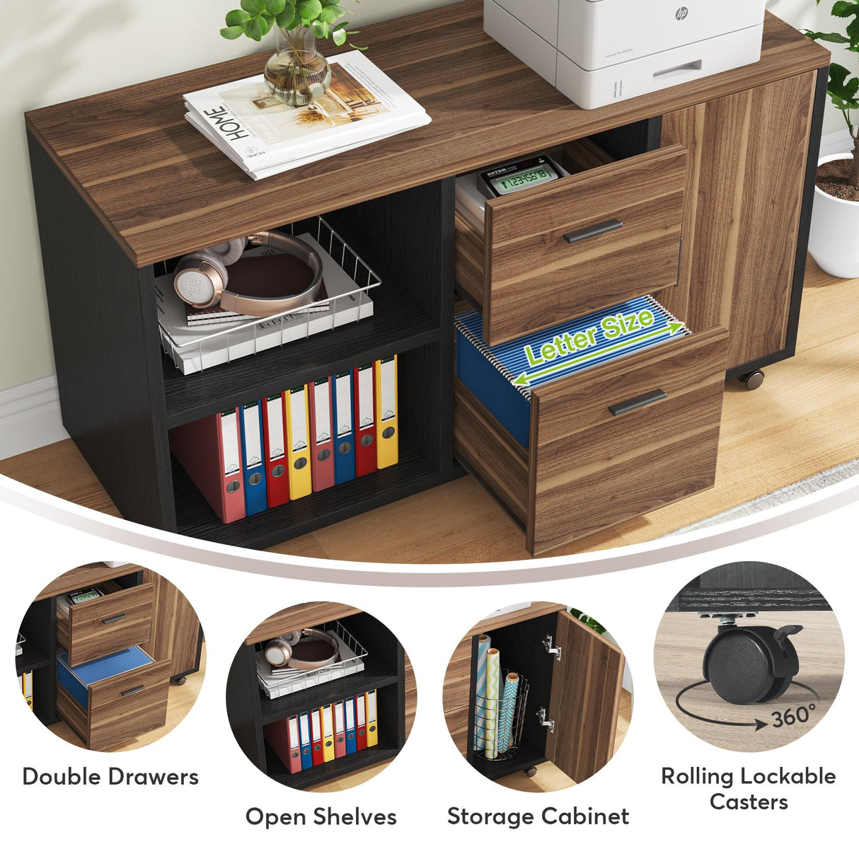 Tribesigns 70.8" Large Executive Office Desk and 47" Lateral File Cabinet Combo, L-Shaped Computer Desk 2 Piece Business Furniture with Drawers and Tribesigns