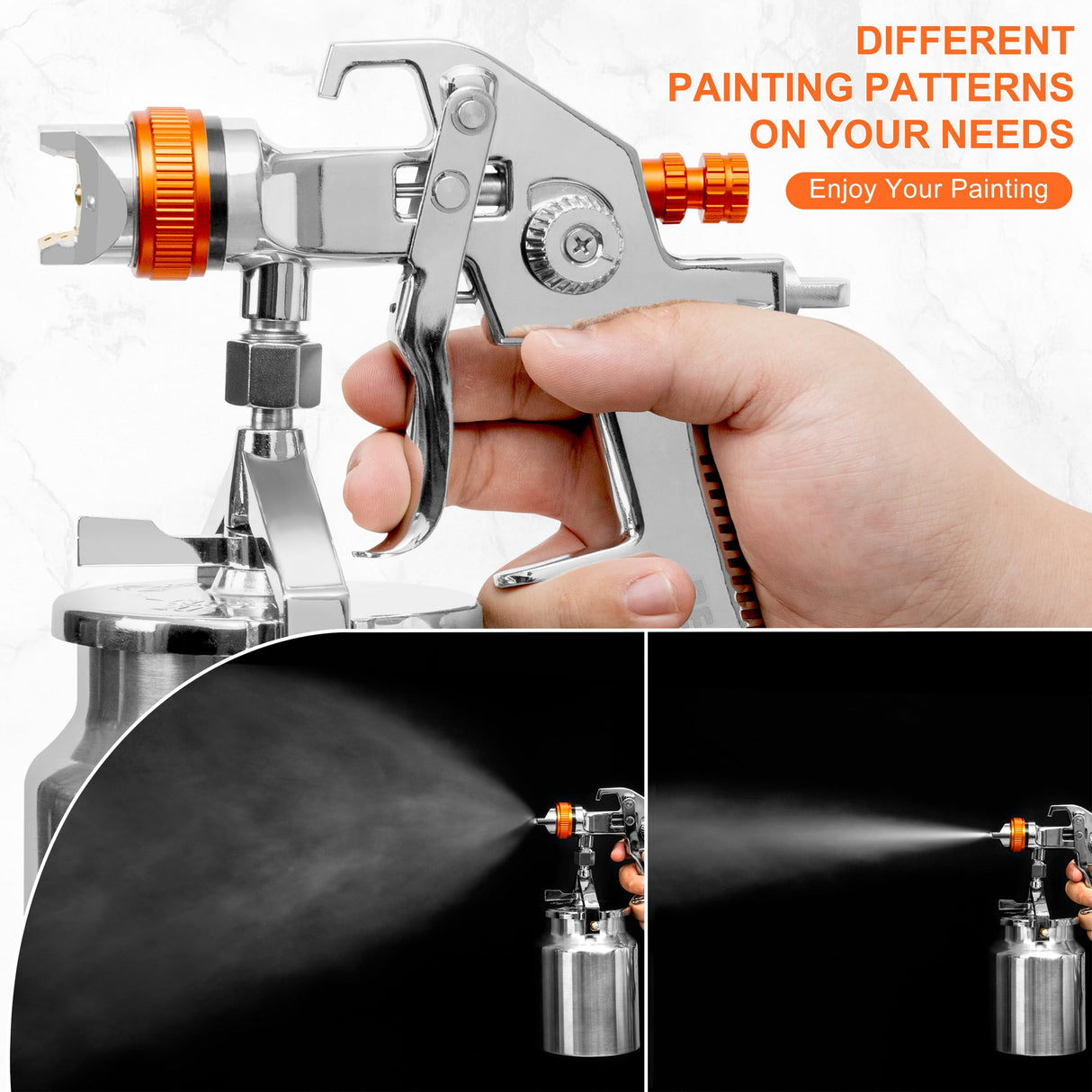 REFINE HVLP Spray Gun, Siphon Air Paint Sprayer Gun with 1.7mm 2mm Nozzle Sets, 1000CC Automotive Paint Gun with Air Regulator, Professional for Car, REFINE