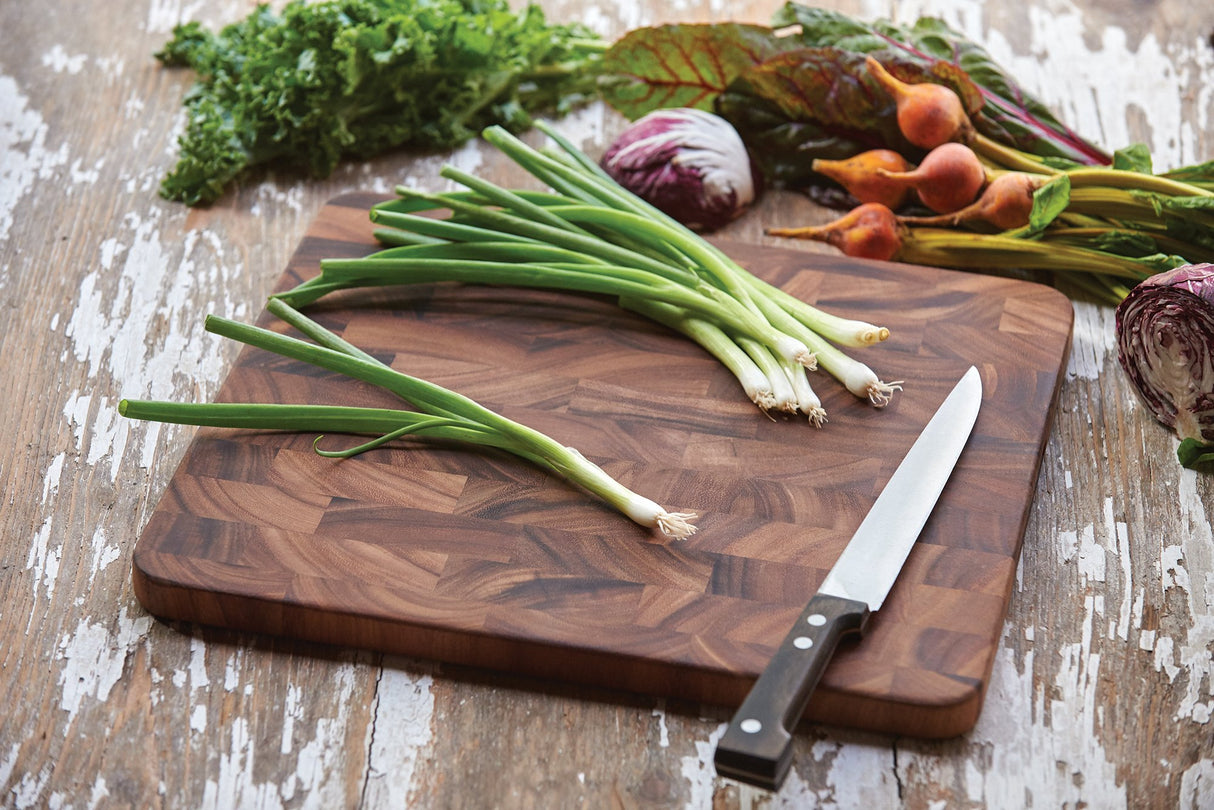 Ironwood Gourmet Oslo End Grain Utility Cutting Board, 14 x 16 Inches, Natural Acacia Wood Ironwood Gourmet
