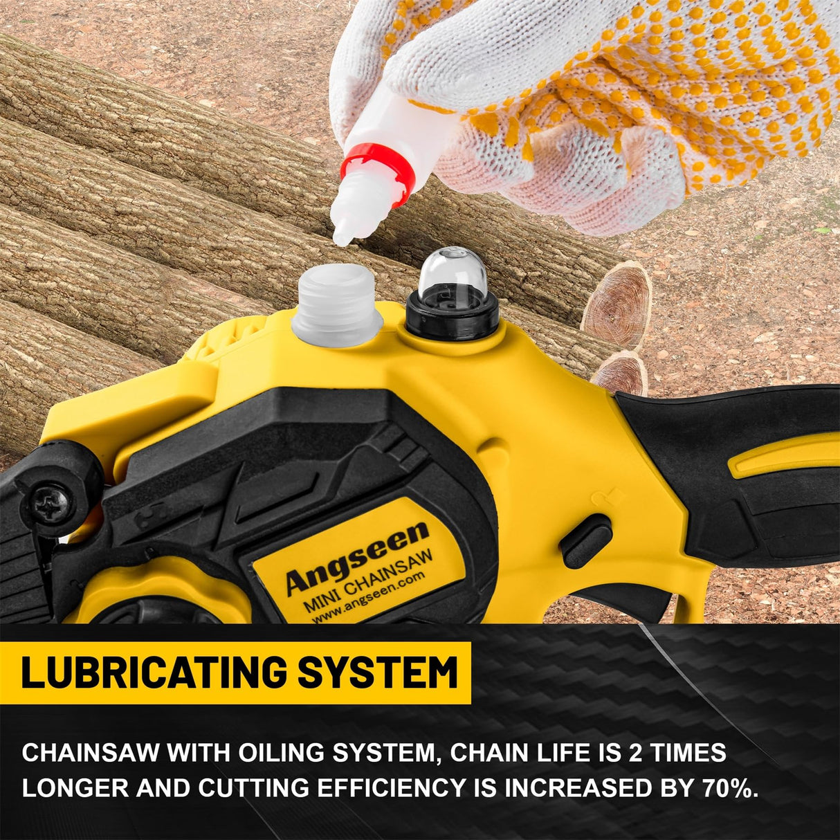 Angseen Mini Chainsaw Cordless 6Inch, Chain Saw Electric Chainsaw Battery Powered with Auto Chain Regulator & Auto Oiler, 800W Super Battery Chainsaw Angseen