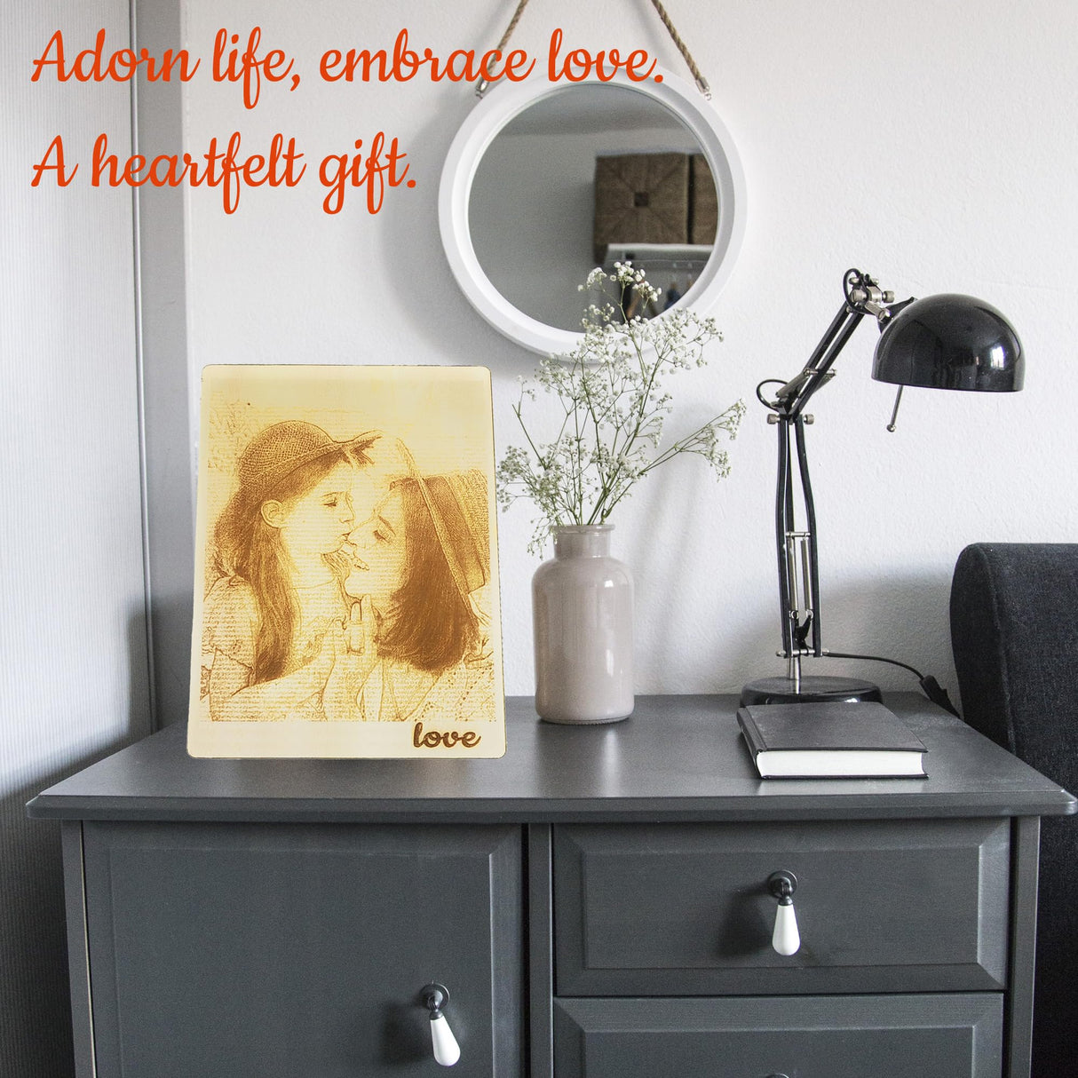 Personalized Engraved Wooden Photo, Custom Photo Engraved for Living Room, Bedroom, Kitchen, Perfect Decoration Gifts for Birthday,Wedding, matili