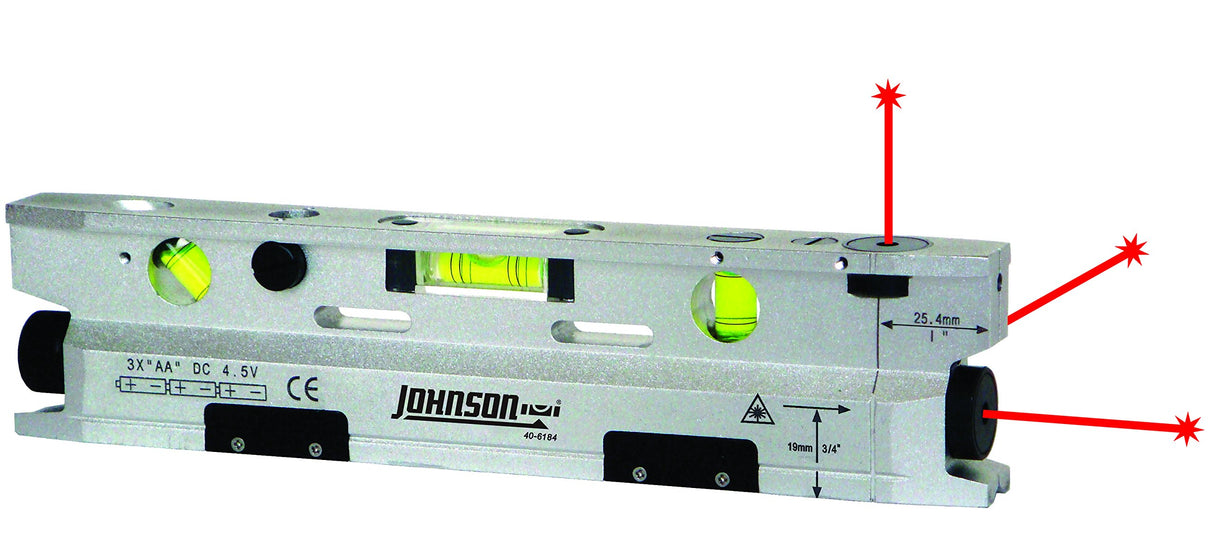 Johnson Level & Tool 40-6184 Magnetic Torpedo Laser Level, Silver & Black, 1 Laser Level Johnson