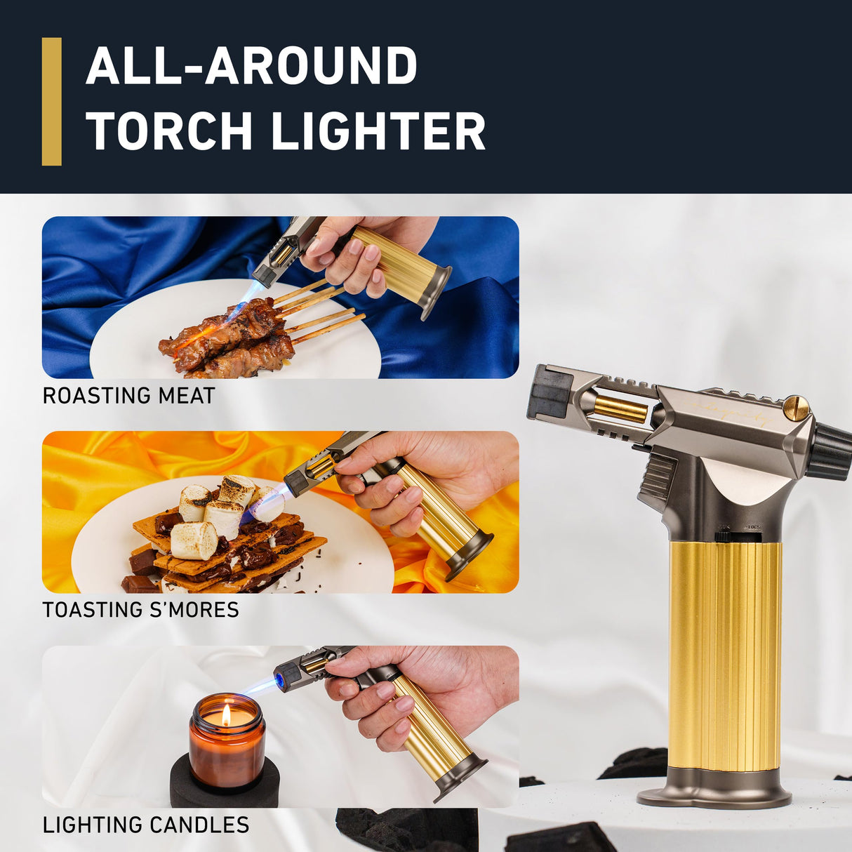 Refillable Butane Torch Gun - The Beast Hand Held Blow Torch for Cooking, BBQ, Creme Brulee, Soldering, Welding, & Resin Art - Adjustable Flame with inZaynity