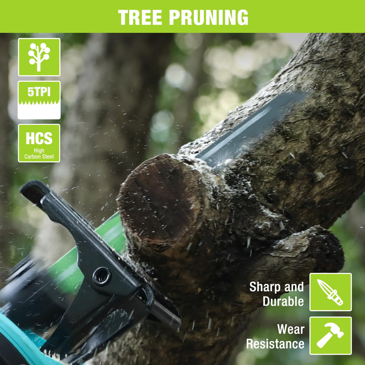 WORKPRO 6" Wood Pruning Reciprocating Saw Blade Set, 5TPI Pruning Saw Blades for Tree Pruning, Wet Wood Cutting with Organizer Case, Durable & Sharp, WORKPRO