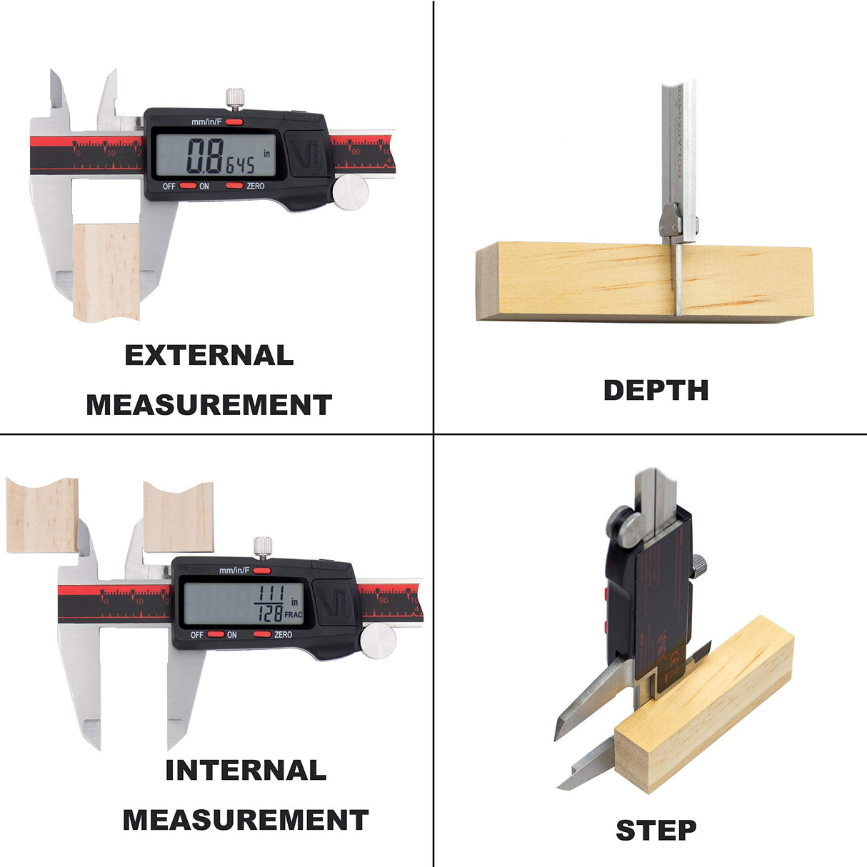 VINCA Digital Caliper, DCLA-0605 0-6 Inch/150mm, Inch/Millimeter/Fraction Conversion, Stainless Steel, Large LCD Screen VINCA