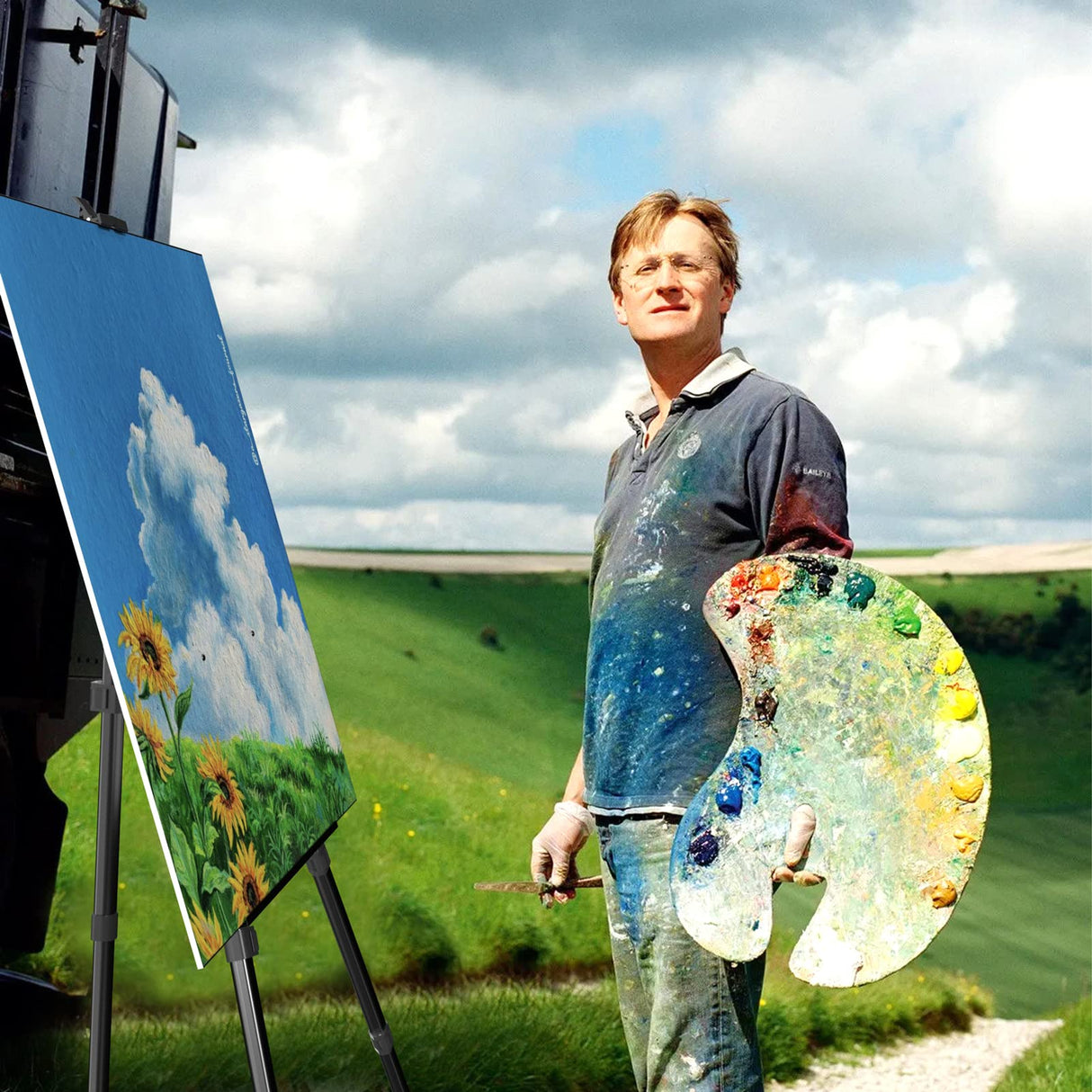 Easels for Painting Canvas, Aredy 66" Art Easel for Drawing, Portable Painting Easel Stand, Metal Table Top Easel (2 Pack) Aredy