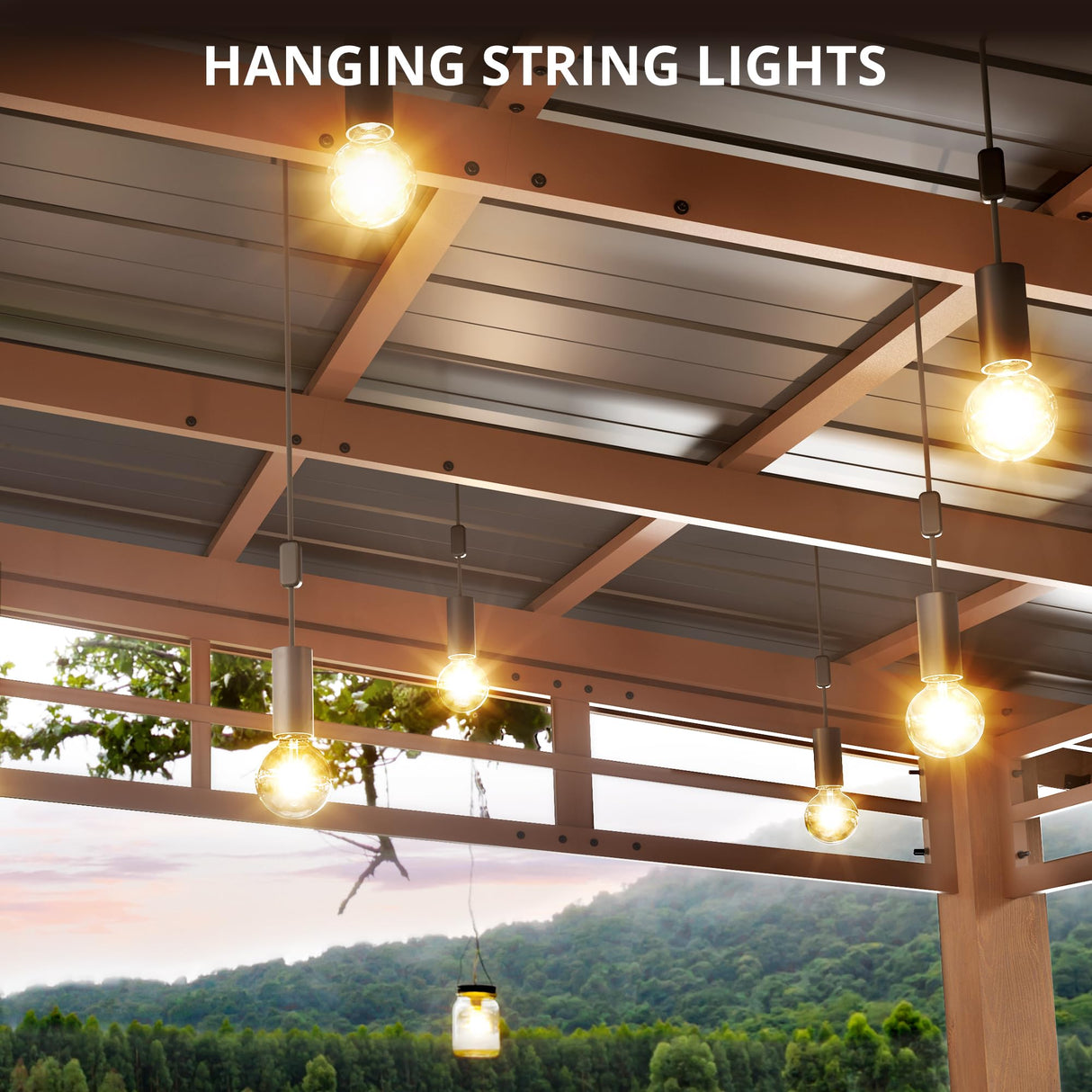 LUE BONA 12x14 Hardtop Gazebo, Outdoor Pergola Metal Roof Gazebo with Wooden Frame, Patio Gazebo Canopy with Curtains, Permanent Pavilion Grill LUE BONA