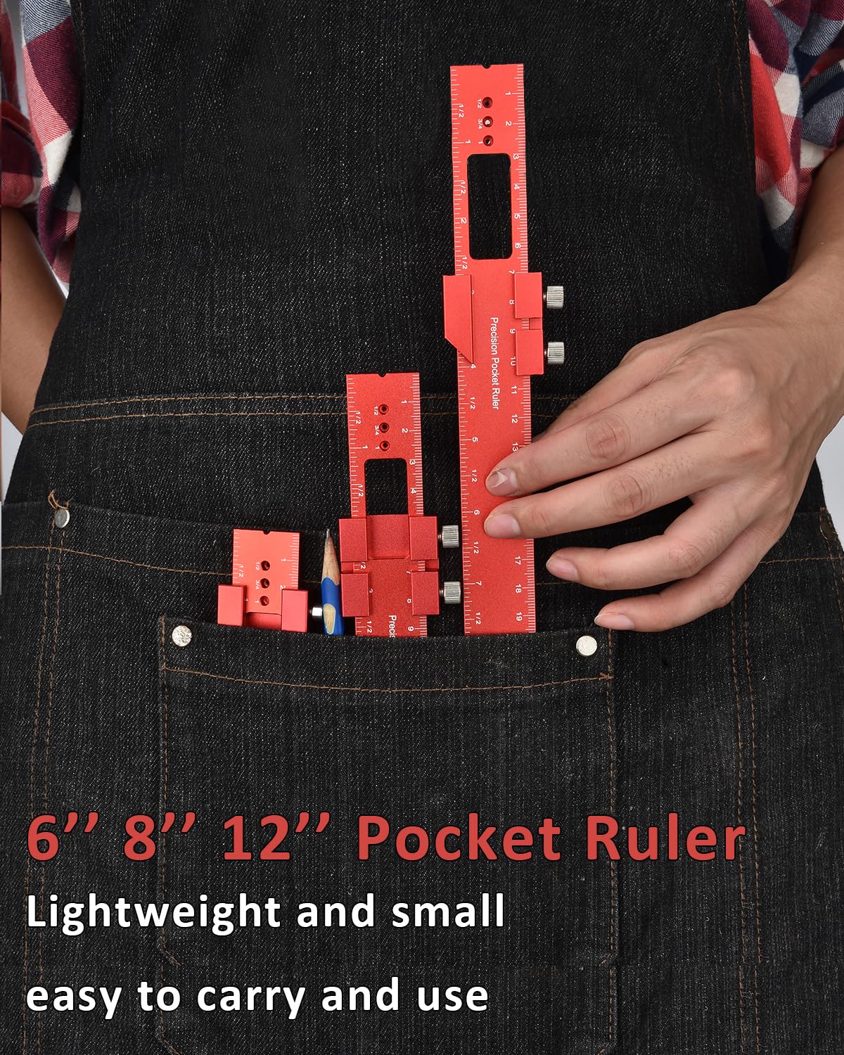 Woodworking Ruler Precision Pocket Rule - BOXmime 12, 8, 6 Inch Metal Slide Stop Marking Ruler Metric Inch Measuring Wood Working Scribing Rulers - BOXmime