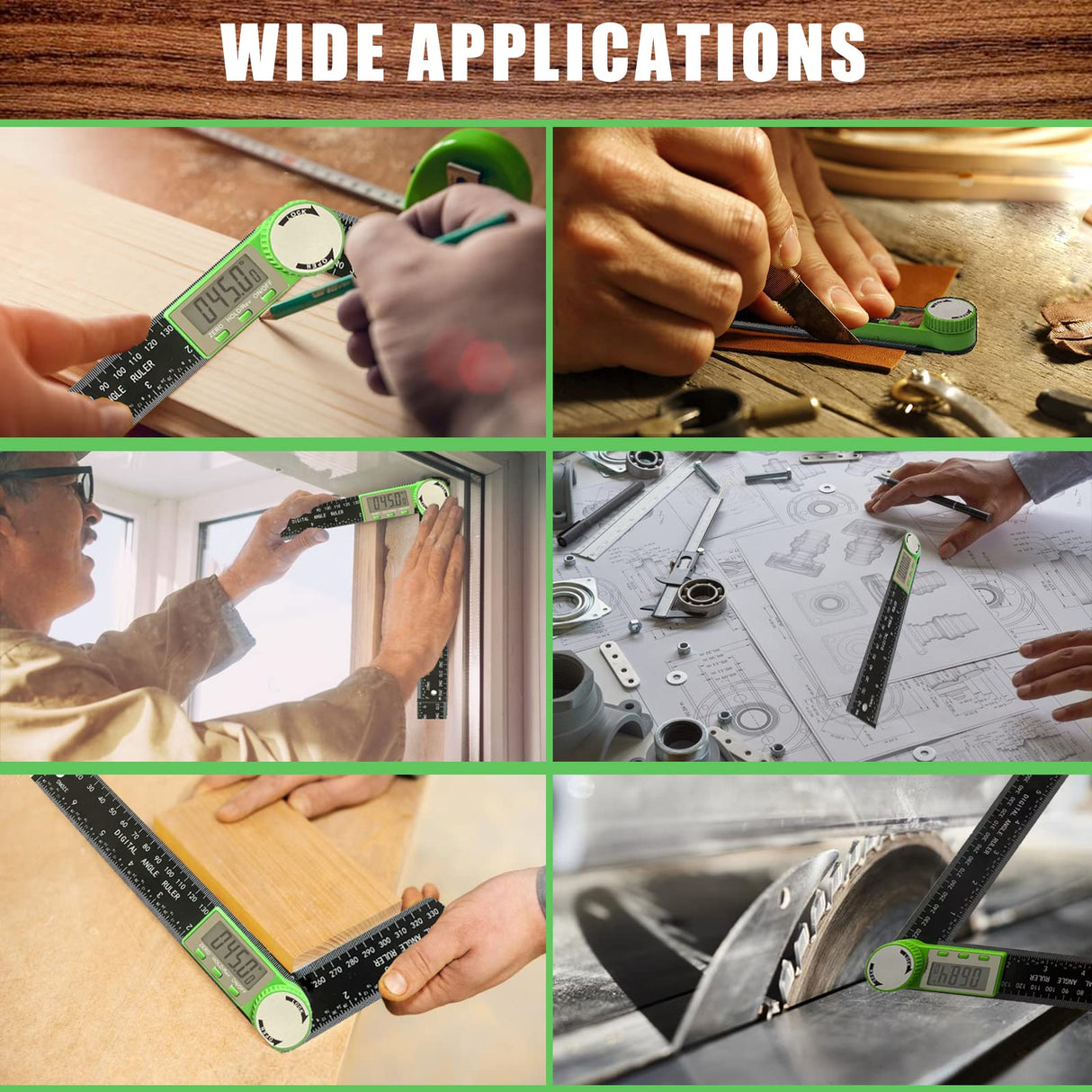 Digital Angle Finder Protractor, 2-in-1 Digital Miter Saw Protractor, 7 Inch/200mm ABS Angle Ruler, High Accuracy Miter Angle Measuring Tool for PDDYIER