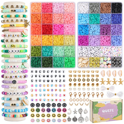 QUEFE 7870pcs Clay Beads for Jewelry Making Kit, 40 Colors Charm Bracelet Making Kit for Girls 8-12 for Crafts