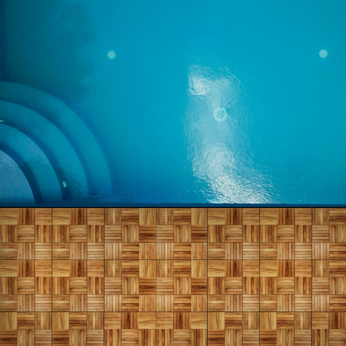 Interlocking Deck Tile (Pack of 10, 12"x12") Acacia Hardwood Deck Tile, Interlocking Patio Tile in Solid Acacia Wooden Oiled Finish Waterproof all RAKYTO