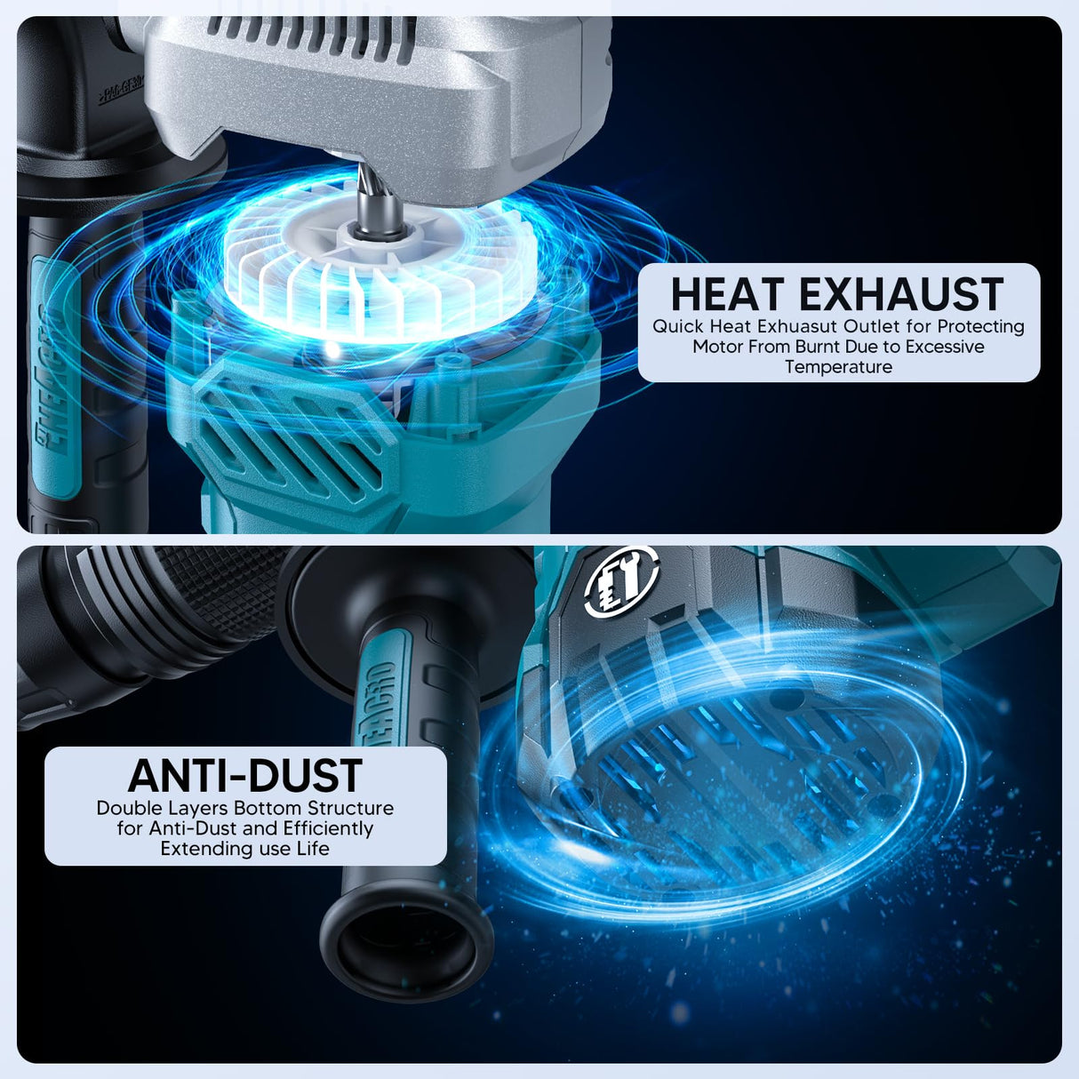 ENEACRO SDS-Max Demolition Jack Hammer for Concrete, Heavy Duty 11 Amp Electric Demo Chipping Hammer,Aluminum Alloy Shell, Vibration Control, ENEACRO